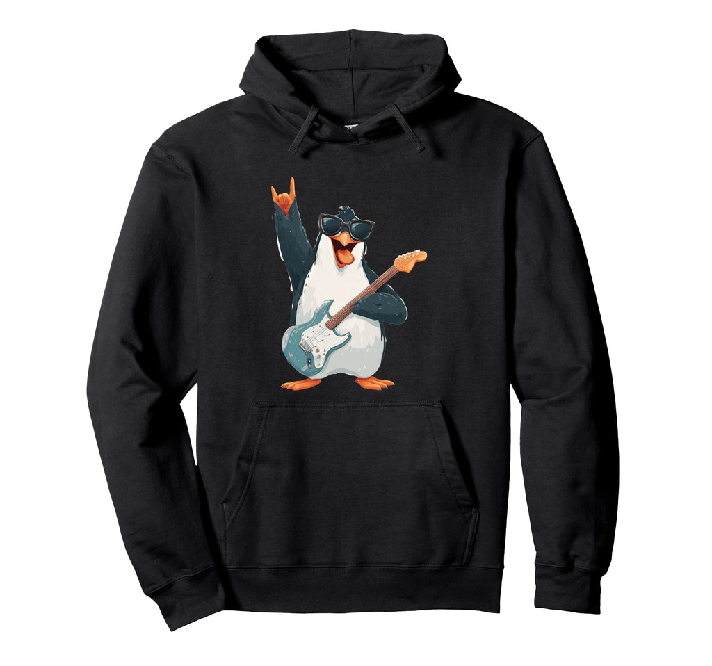 Rockstar Penguin Sunglasses Electric Hoodie - Unique Graphic Men Women - T-Shirt, Sweatshirt, Hoodie