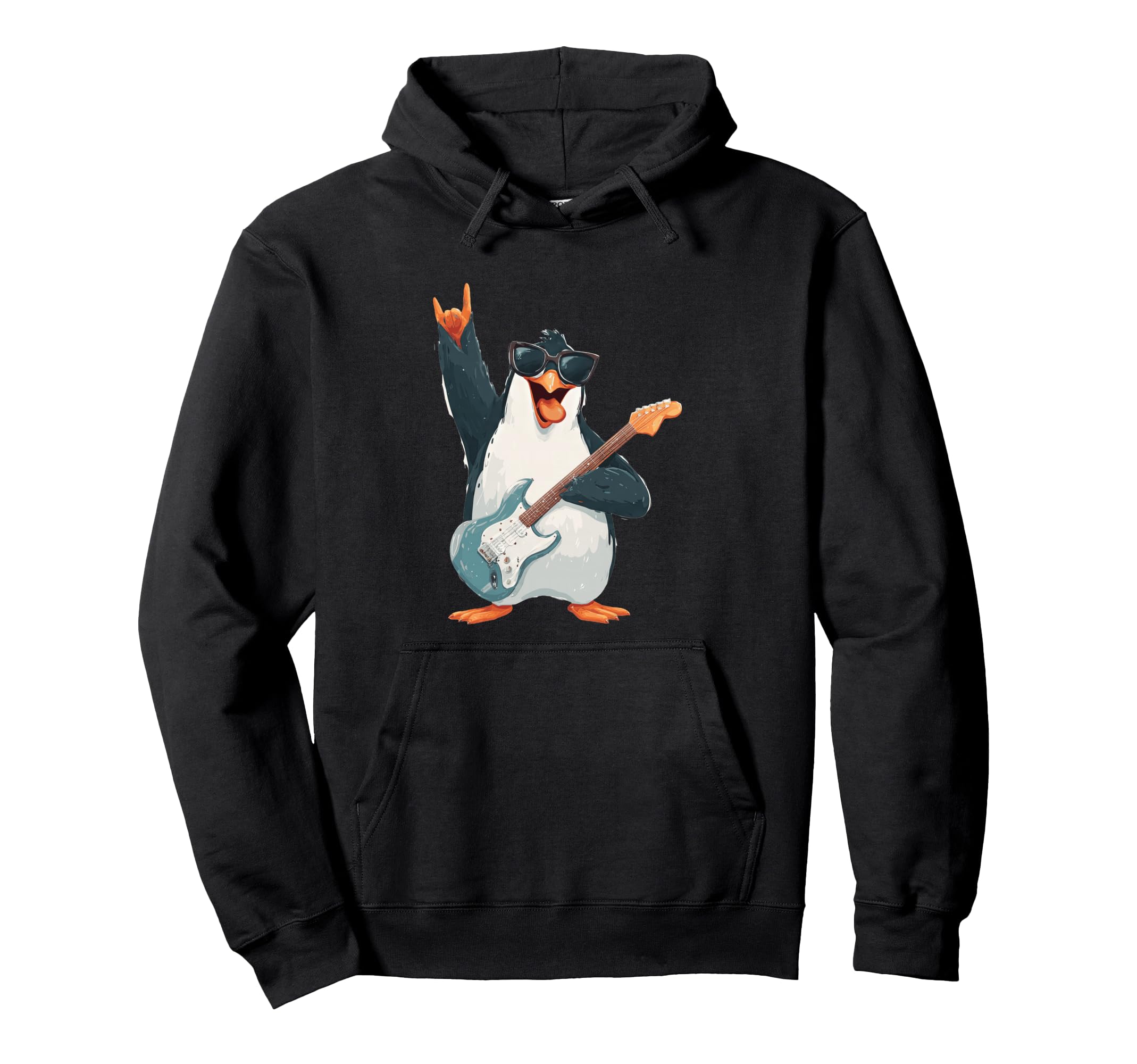 Rockstar Penguin Sunglasses Electric Hoodie - Unique Graphic Men Women - T-Shirt, Sweatshirt, Hoodie