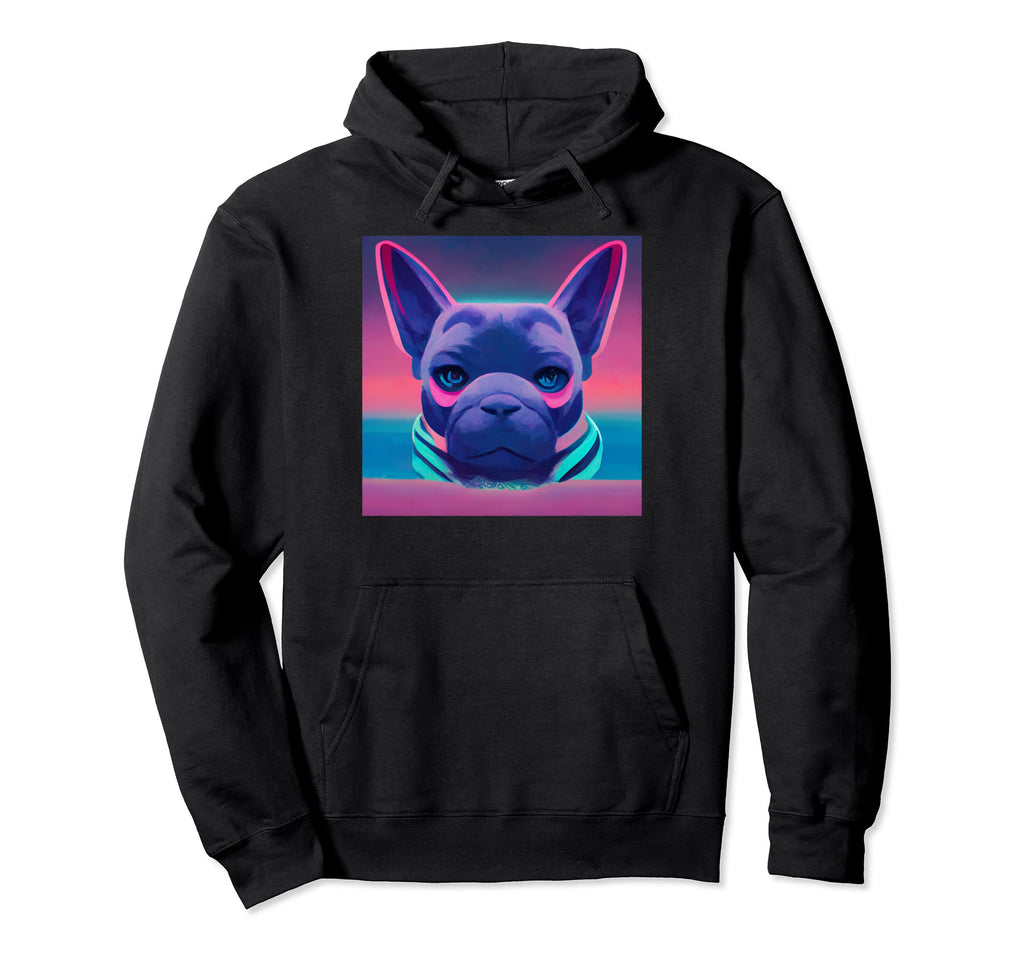 French Bulldog Vaporwave 80S Hoodie - Graphic Print Unisex - T-Shirt, Sweatshirt, Hoodie