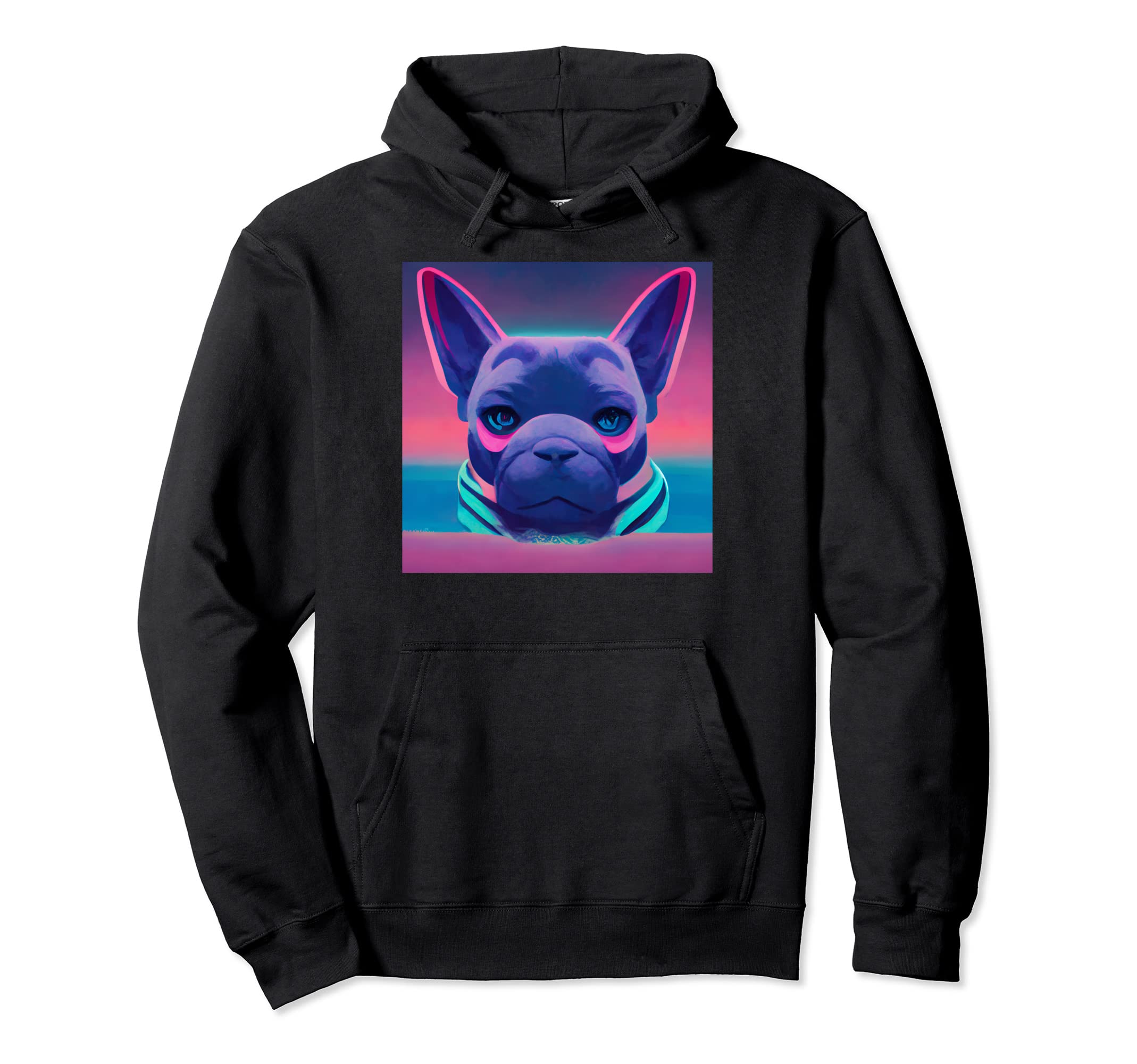 French Bulldog Vaporwave 80S Hoodie - Graphic Print Unisex - T-Shirt, Sweatshirt, Hoodie