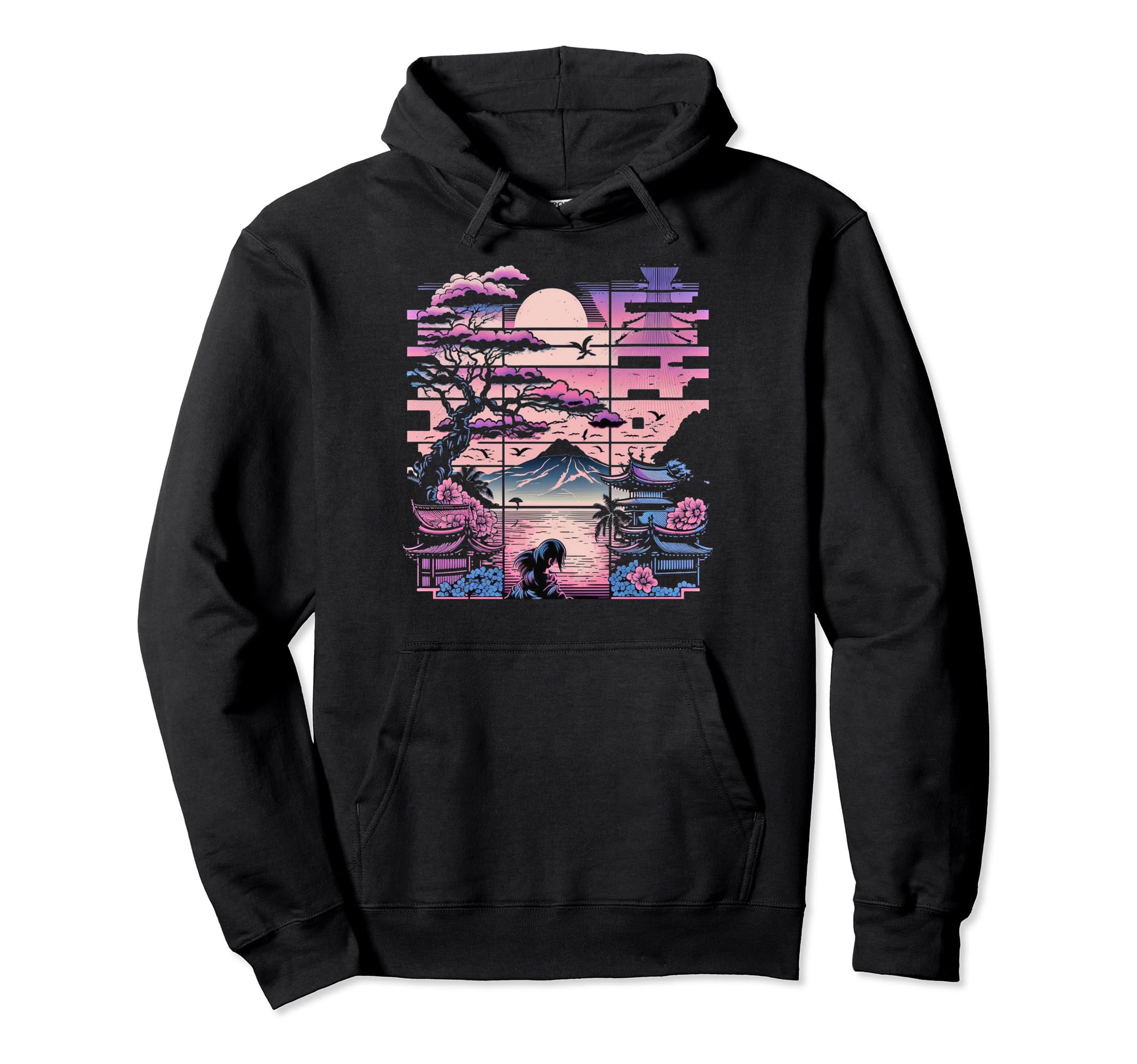 Japan Aesthetic Vaporwave Cherry Blossom Hoodie - Unique Graphic Unisex - T-Shirt, Sweatshirt, Hoodie