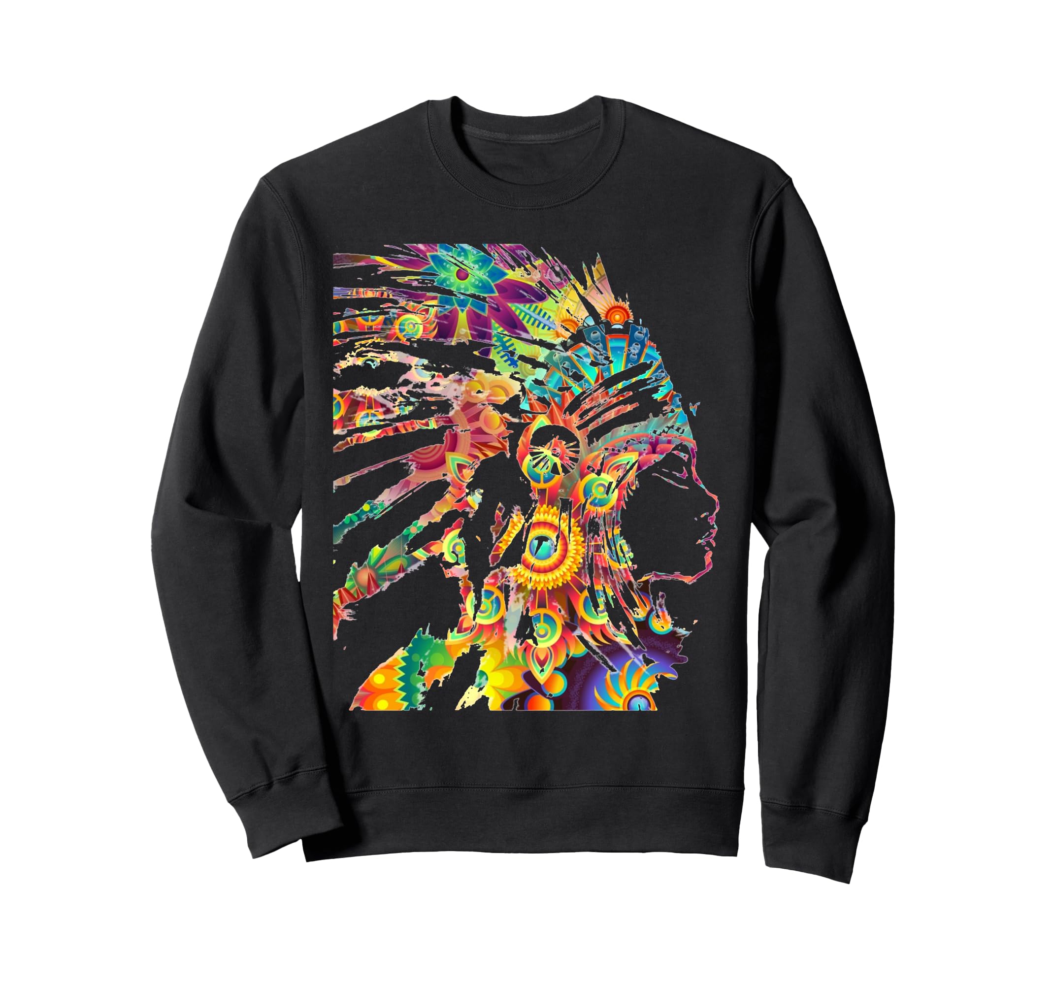 60S Headdress Native American Indian Sweatshirt - Graphic Print for Adults - T-Shirt, Sweatshirt, Hoodie