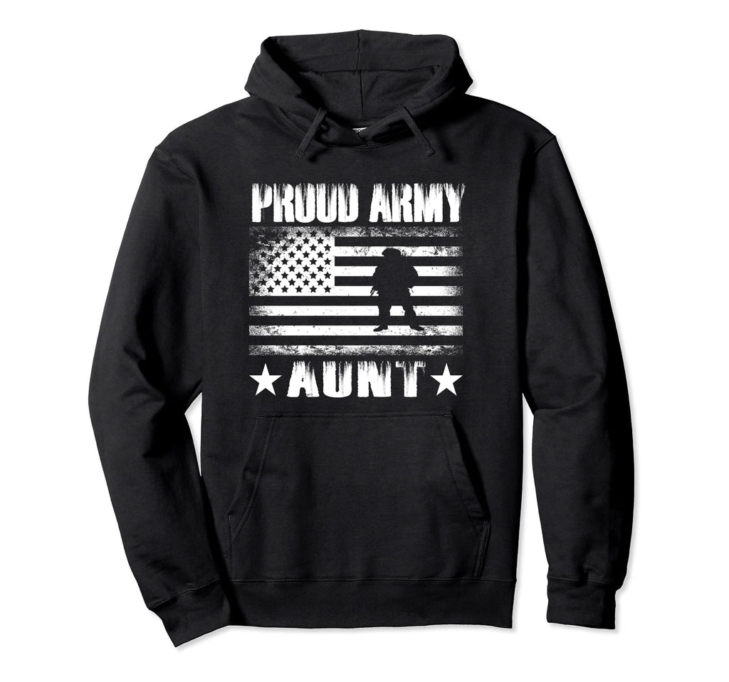 Proud Army Aunt Usa Flag Military Hoodie - Minimalist Print for Adults - T-Shirt, Sweatshirt, Hoodie