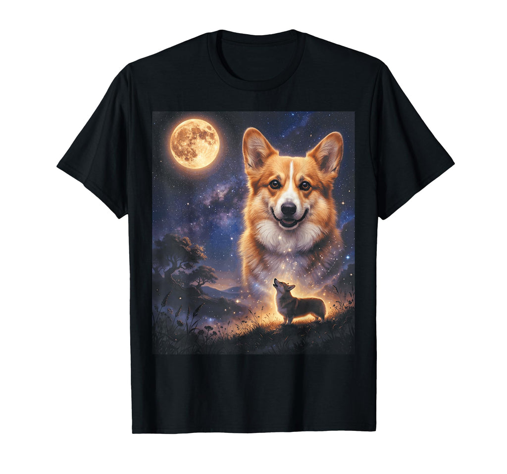 90S Corgi Howling Moon Y2K Aesthetic T-Shirt - Streetwear Style for Adults - T-Shirt, Sweatshirt, Hoodie