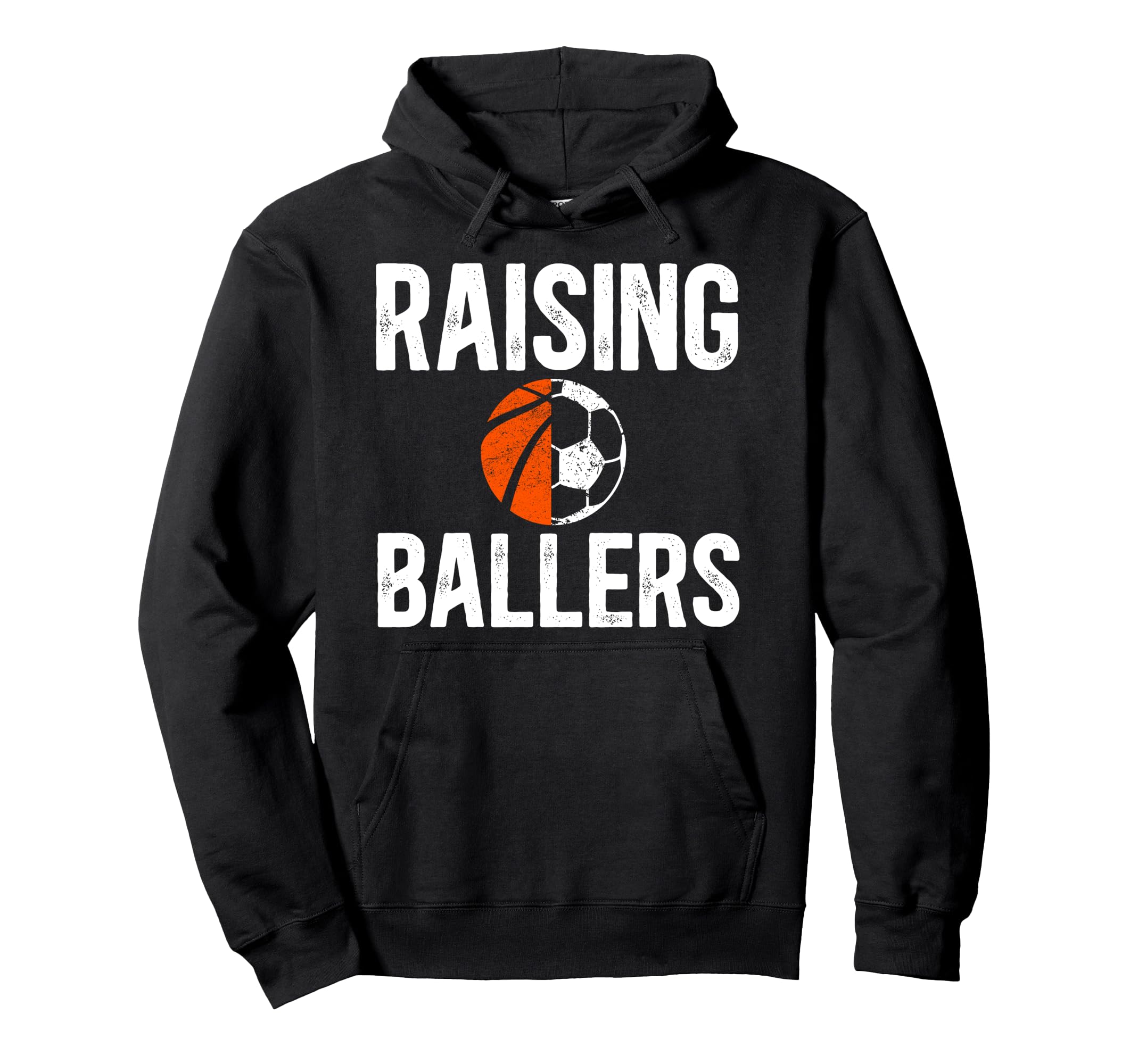 Raising Ballers Basketball Soccer Hoodie - Fun Novelty Design for Adults - T-Shirt, Sweatshirt, Hoodie