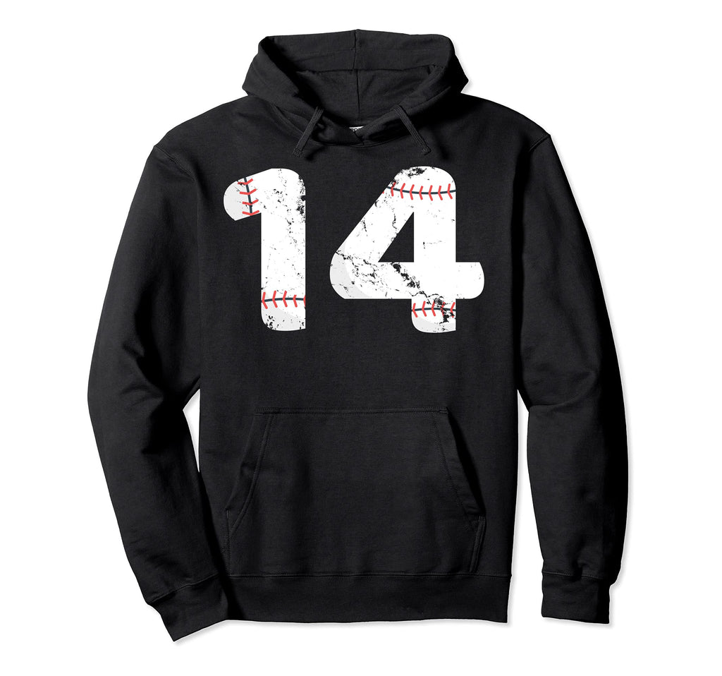 Number 14 Baseball Distressed Team Hoodie - Graphic Print for Adults - T-Shirt, Sweatshirt, Hoodie