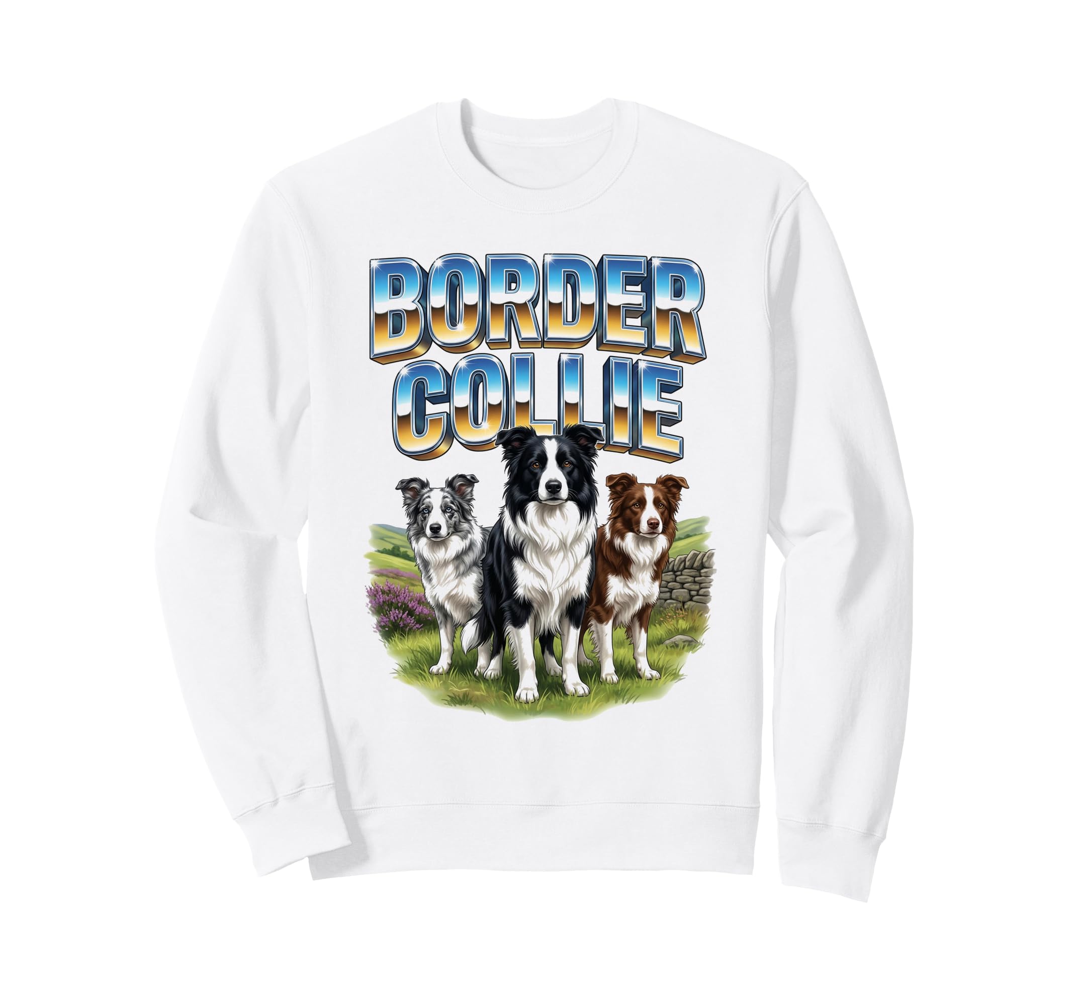 Border Collie Dog Lover 80S Sweatshirt - Minimalist Print for Adults - T-Shirt, Sweatshirt, Hoodie