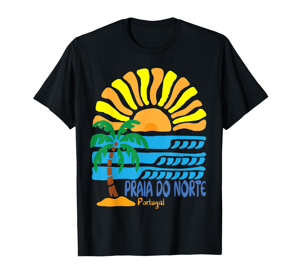 Praia Do Norte Portugal Boho Stamp Sun T-Shirt - Custom Art Print Unisex - T-Shirt, Sweatshirt, Hoodie
