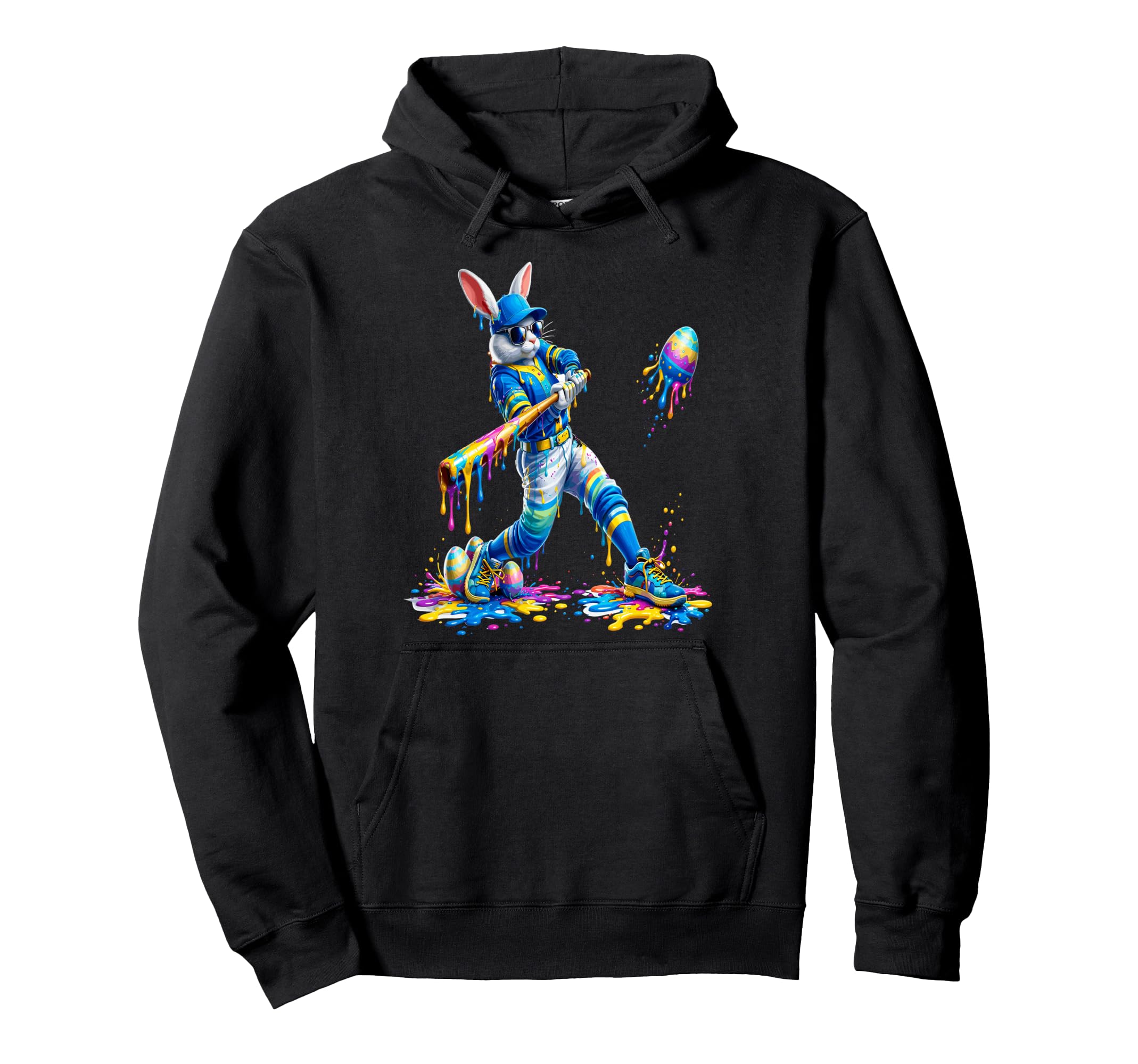 Easter Baseball Bunny Batter Eggs Drip Hoodie - Trendy Graphic Unisex - T-Shirt, Sweatshirt, Hoodie