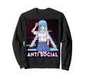 Anime Anti Social Japanese Sweatshirt - Fun Novelty Design for Adults - T-Shirt, Sweatshirt, Hoodie