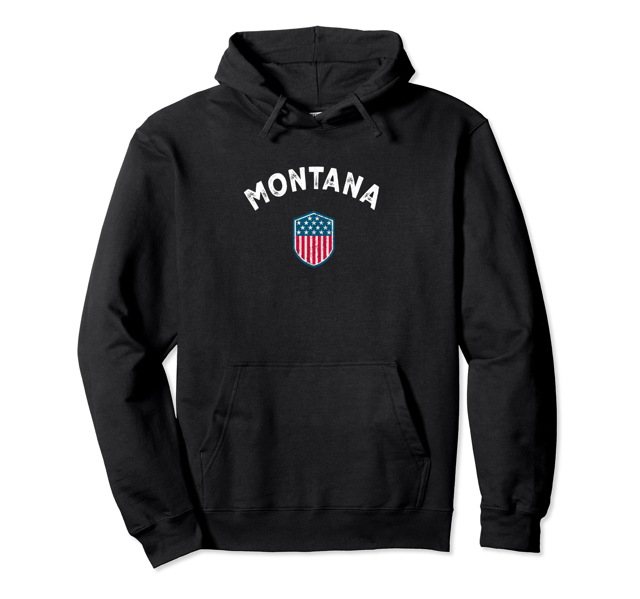 Montana Sports Usa Flag Distressed Hoodie - Fun Novelty Design Unisex - T-Shirt, Sweatshirt, Hoodie