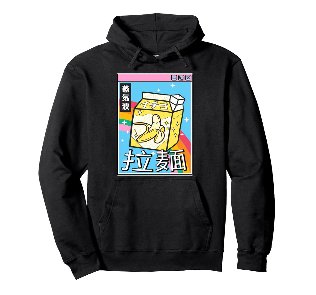 Banana Milk Carton Kawaii Rainbow Hoodie - Graphic Print Men Women - T-Shirt, Sweatshirt, Hoodie