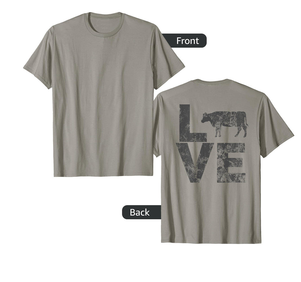 I Love Cows Distressed Cow Back T-Shirt - Minimalist Print Unisex - T-Shirt, Sweatshirt, Hoodie