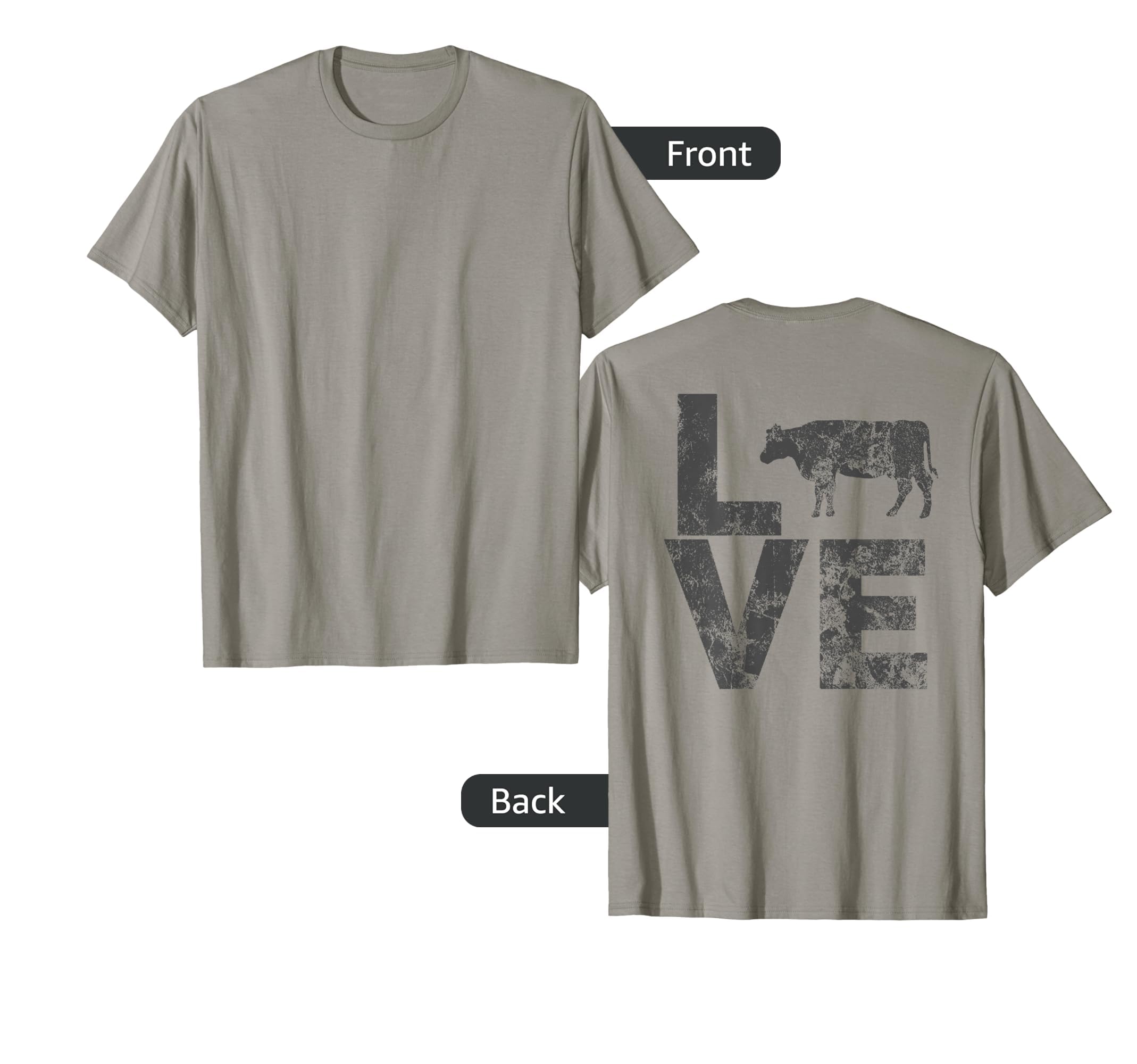 I Love Cows Distressed Cow Back T-Shirt - Minimalist Print Unisex - T-Shirt, Sweatshirt, Hoodie