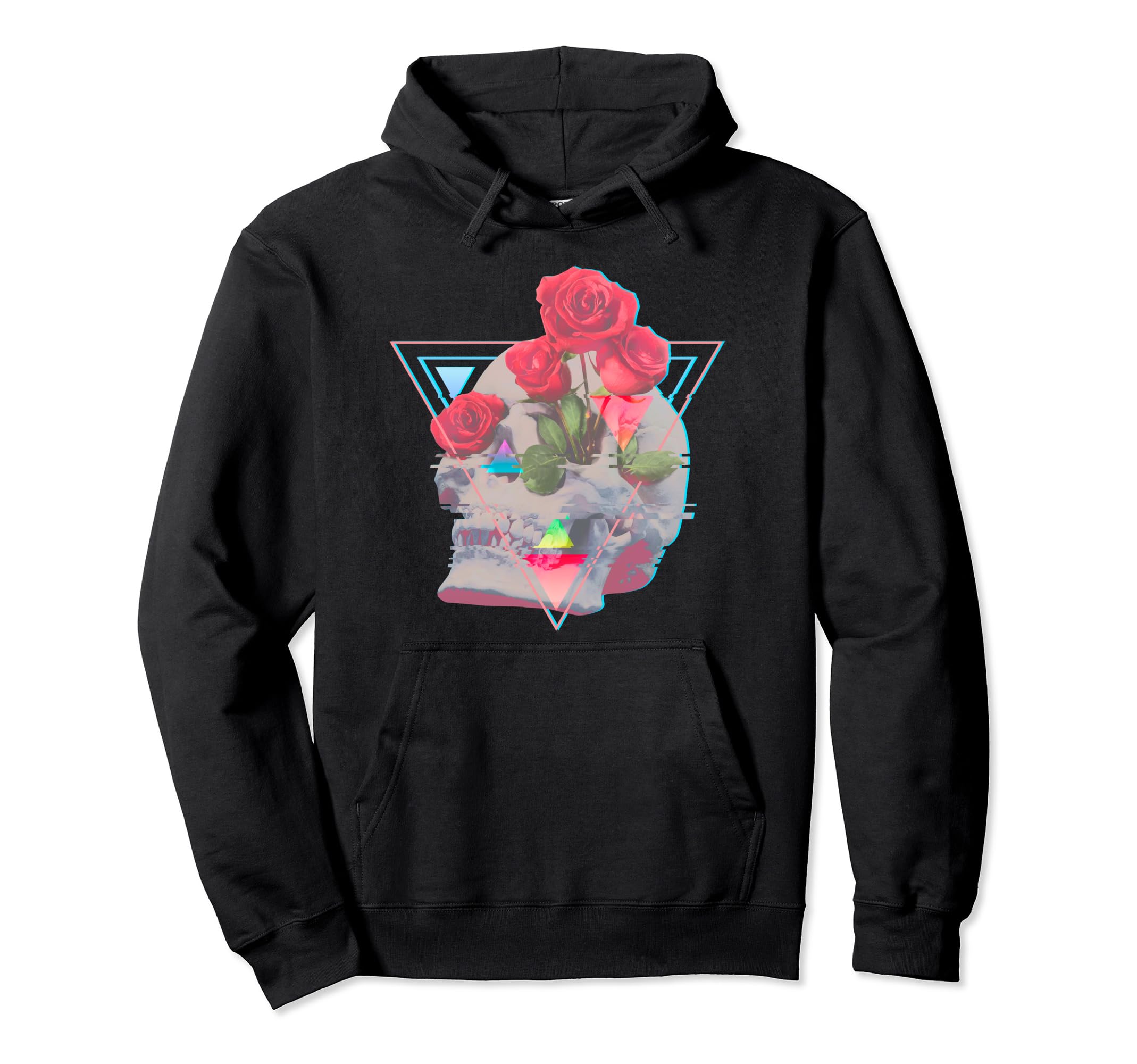 Vaporwave Skull Roses Aesthetic Hoodie - Aesthetic Graphic Men Women - T-Shirt, Sweatshirt, Hoodie