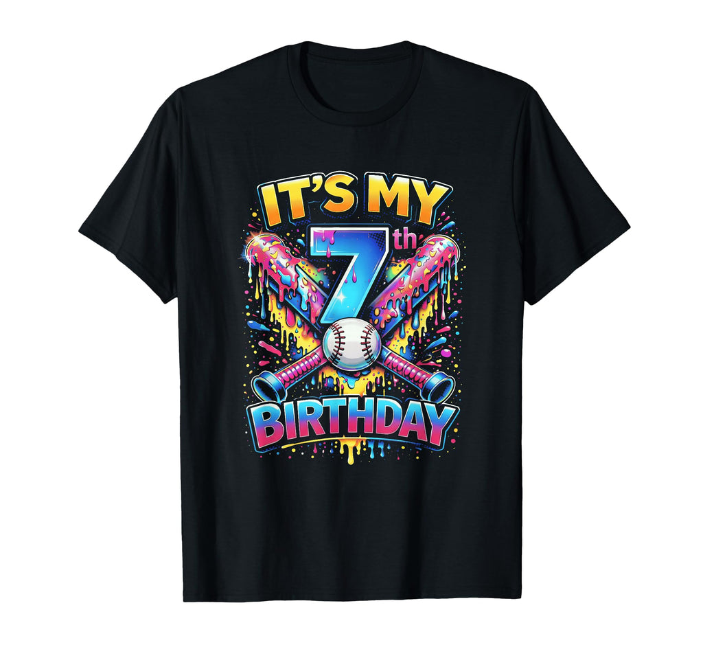 Baseball 7Th Birthday Drip Ice Cream 7 T-Shirt - Minimalist Print Unisex - T-Shirt, Sweatshirt, Hoodie