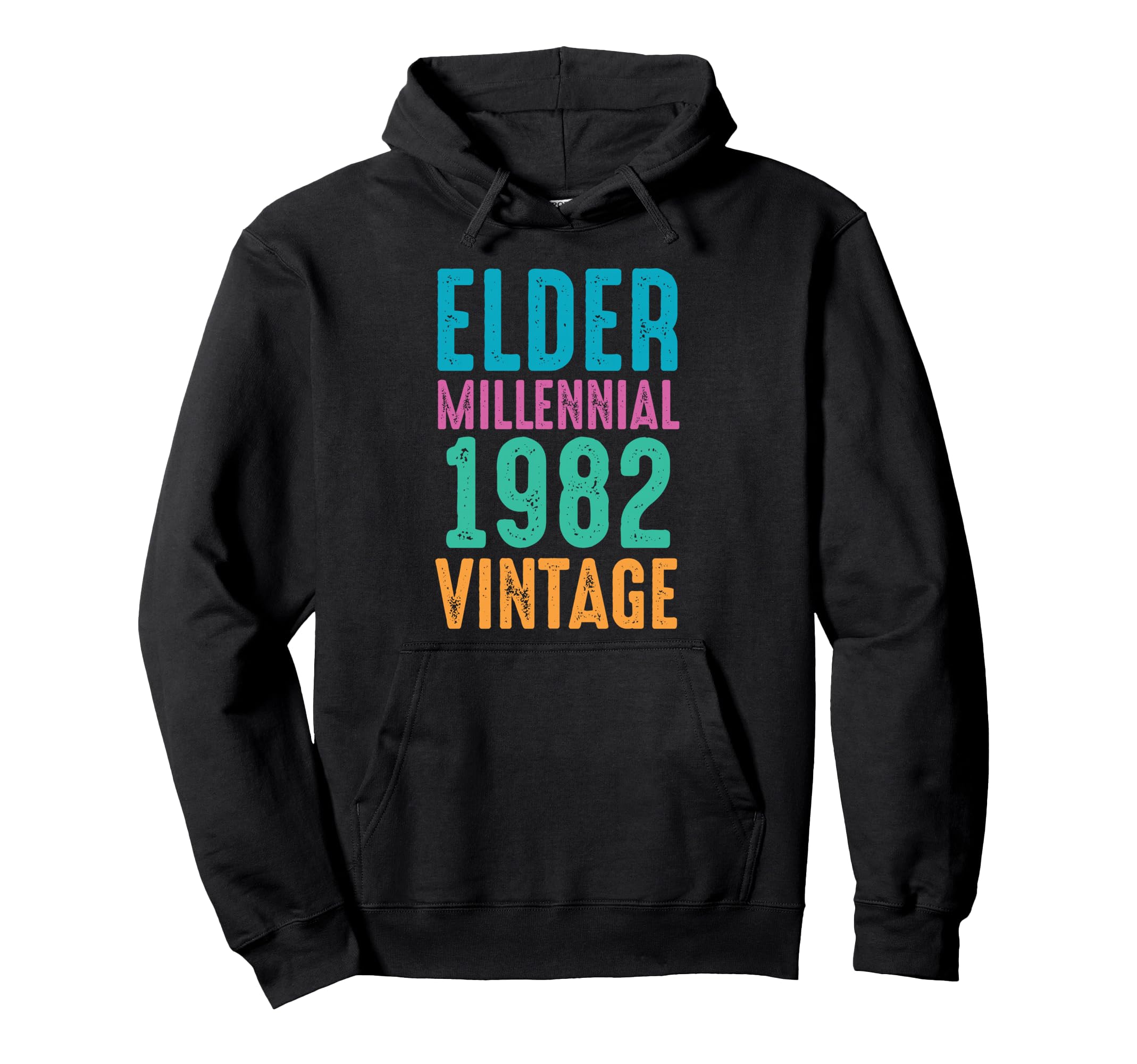 Elder Millennial 1982 Distressed Hoodie - Streetwear Style Unisex - T-Shirt, Sweatshirt, Hoodie