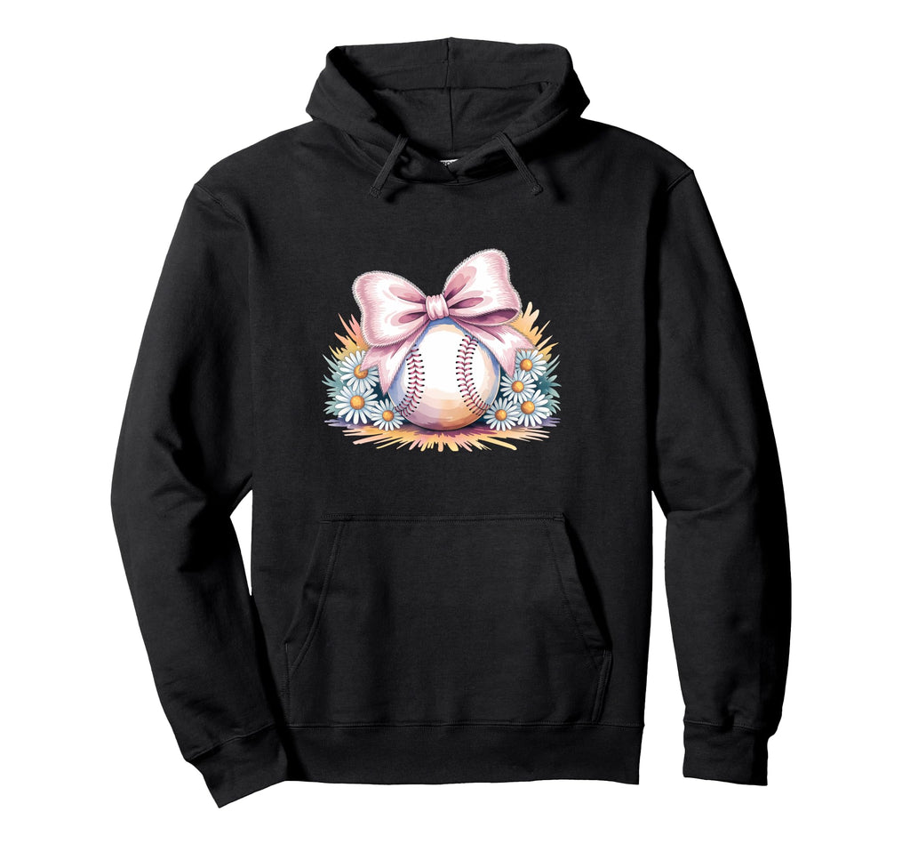 Baseball Coquette Bow Baseball Mom Hoodie - Graphic Print Unisex - T-Shirt, Sweatshirt, Hoodie