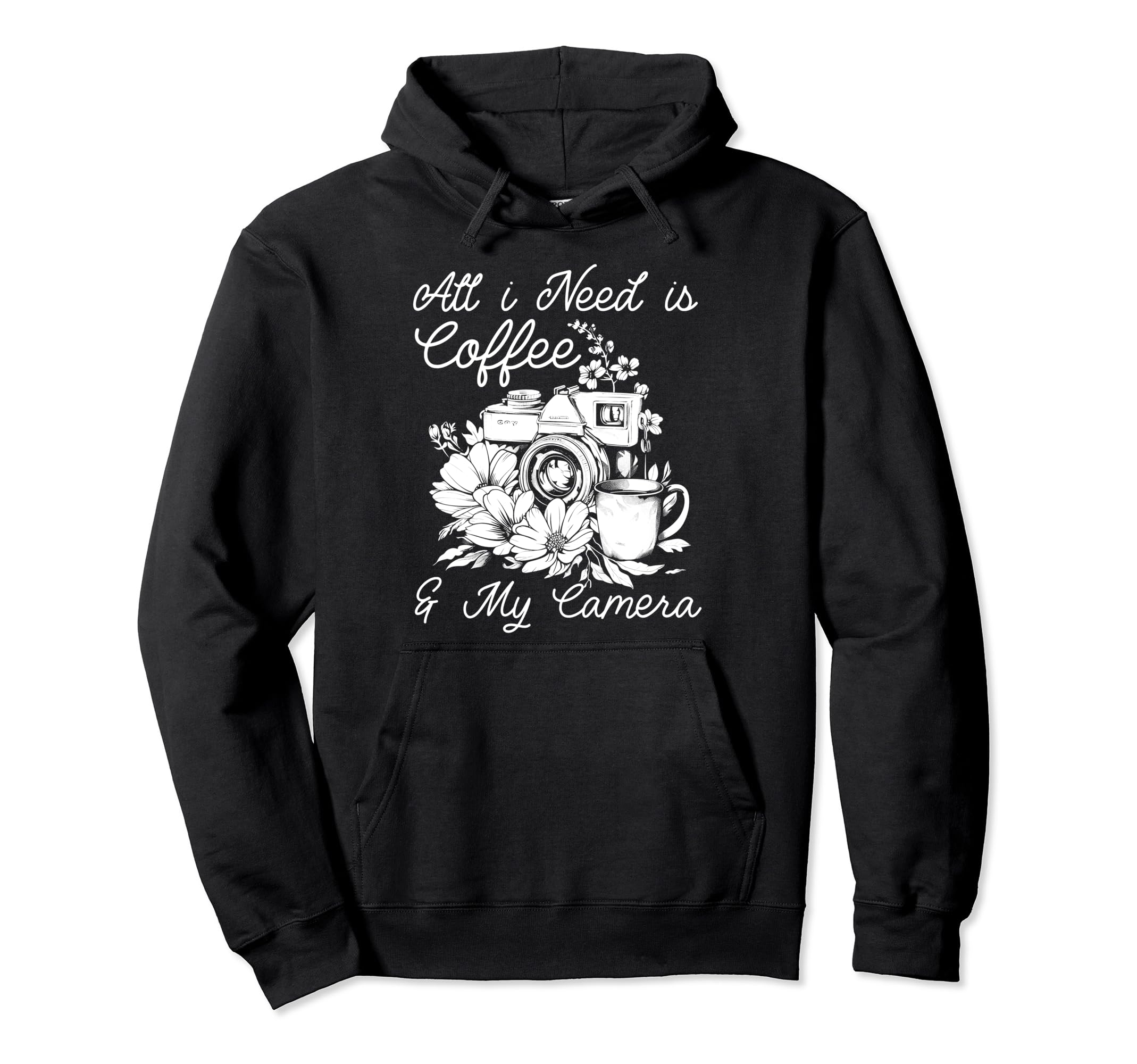 Photographer Coffee Camera Flowers Hoodie - Minimalist Print Unisex - T-Shirt, Sweatshirt, Hoodie