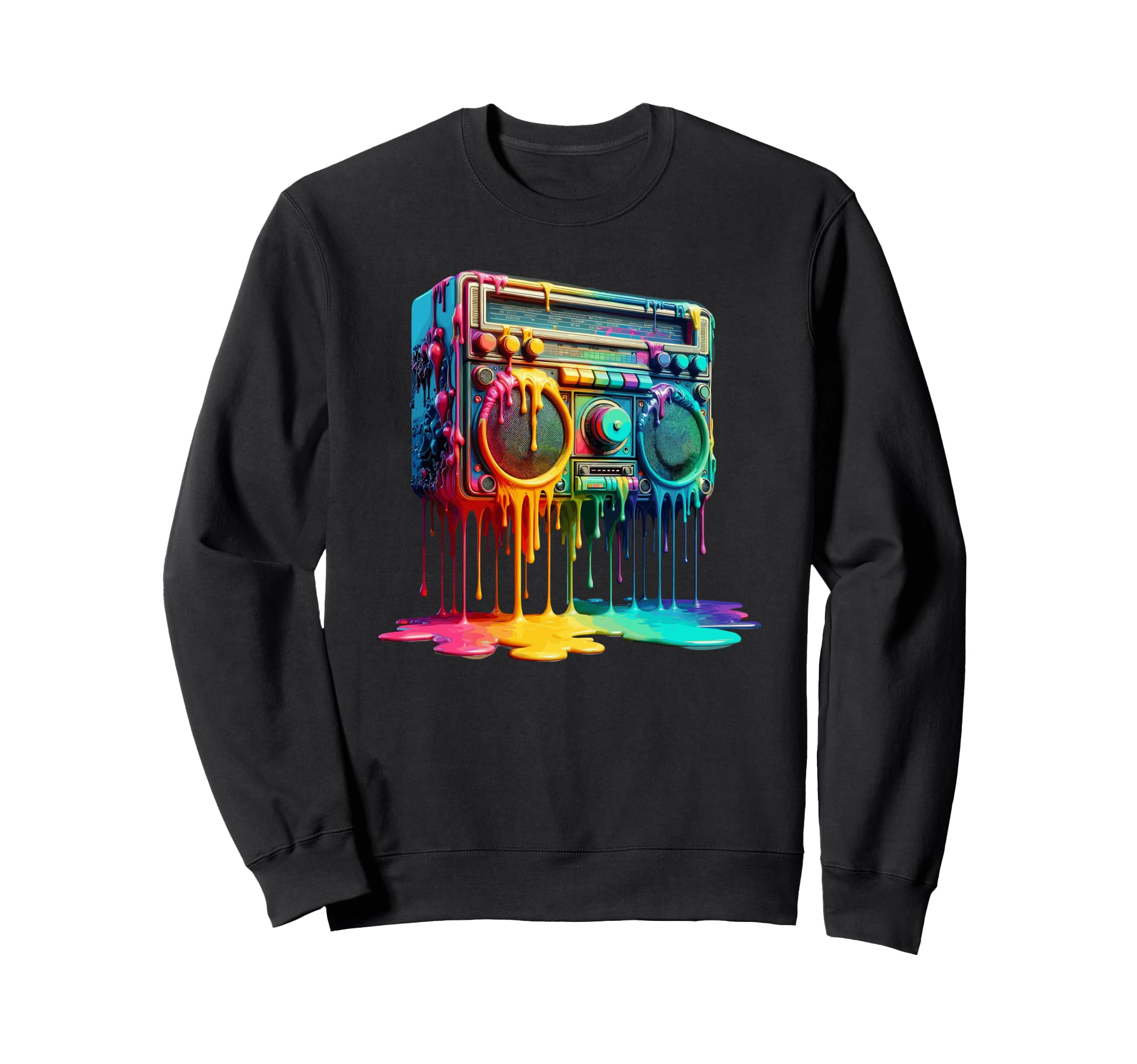 Dripping Paint Boombox Old School 80S Sweatshirt - Streetwear Style Unisex - T-Shirt, Sweatshirt, Hoodie