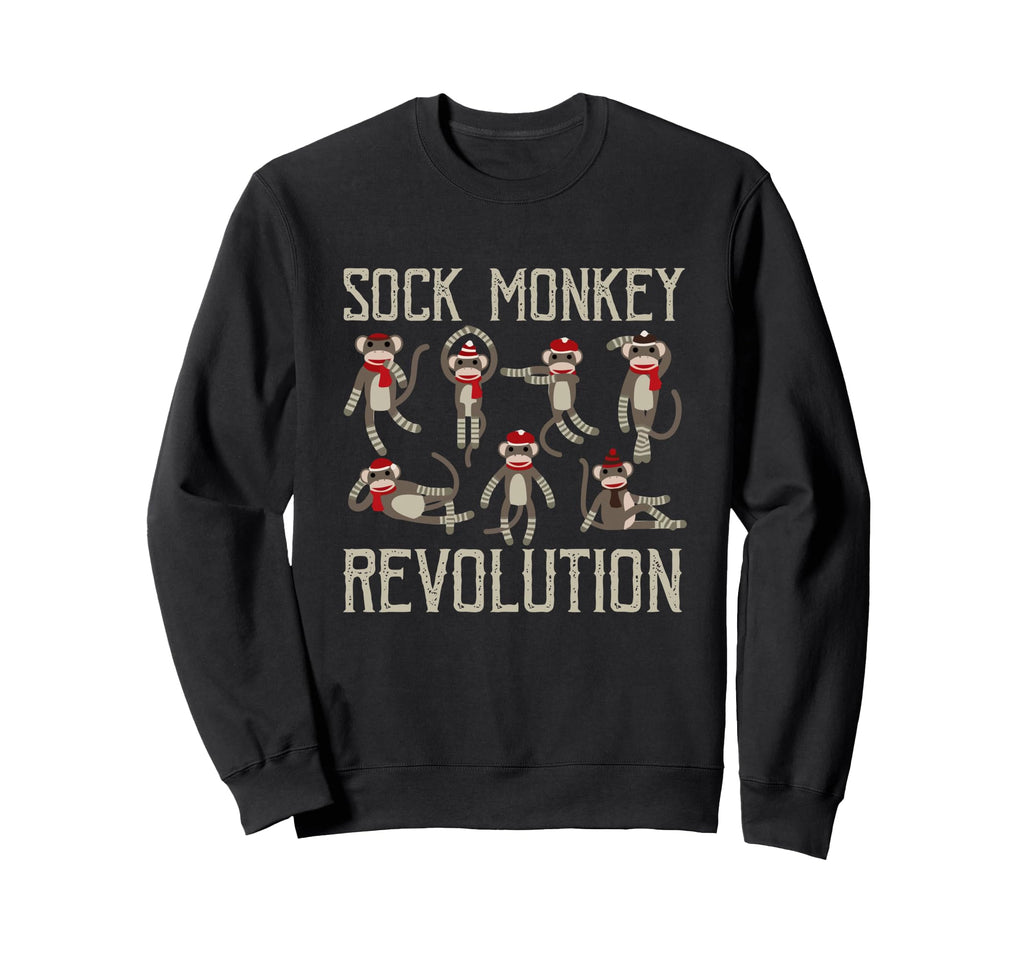 Sock Monkey Revolution Distressed Sweatshirt - Aesthetic Graphic Unisex - T-Shirt, Sweatshirt, Hoodie