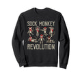 Sock Monkey Revolution Distressed Sweatshirt - Aesthetic Graphic Unisex - T-Shirt, Sweatshirt, Hoodie