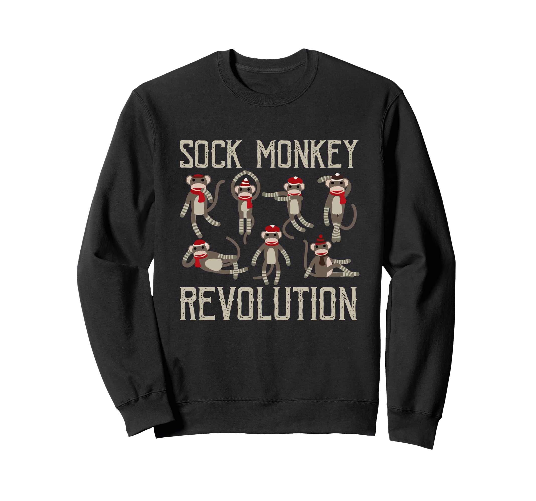 Sock Monkey Revolution Distressed Sweatshirt - Aesthetic Graphic Unisex - T-Shirt, Sweatshirt, Hoodie