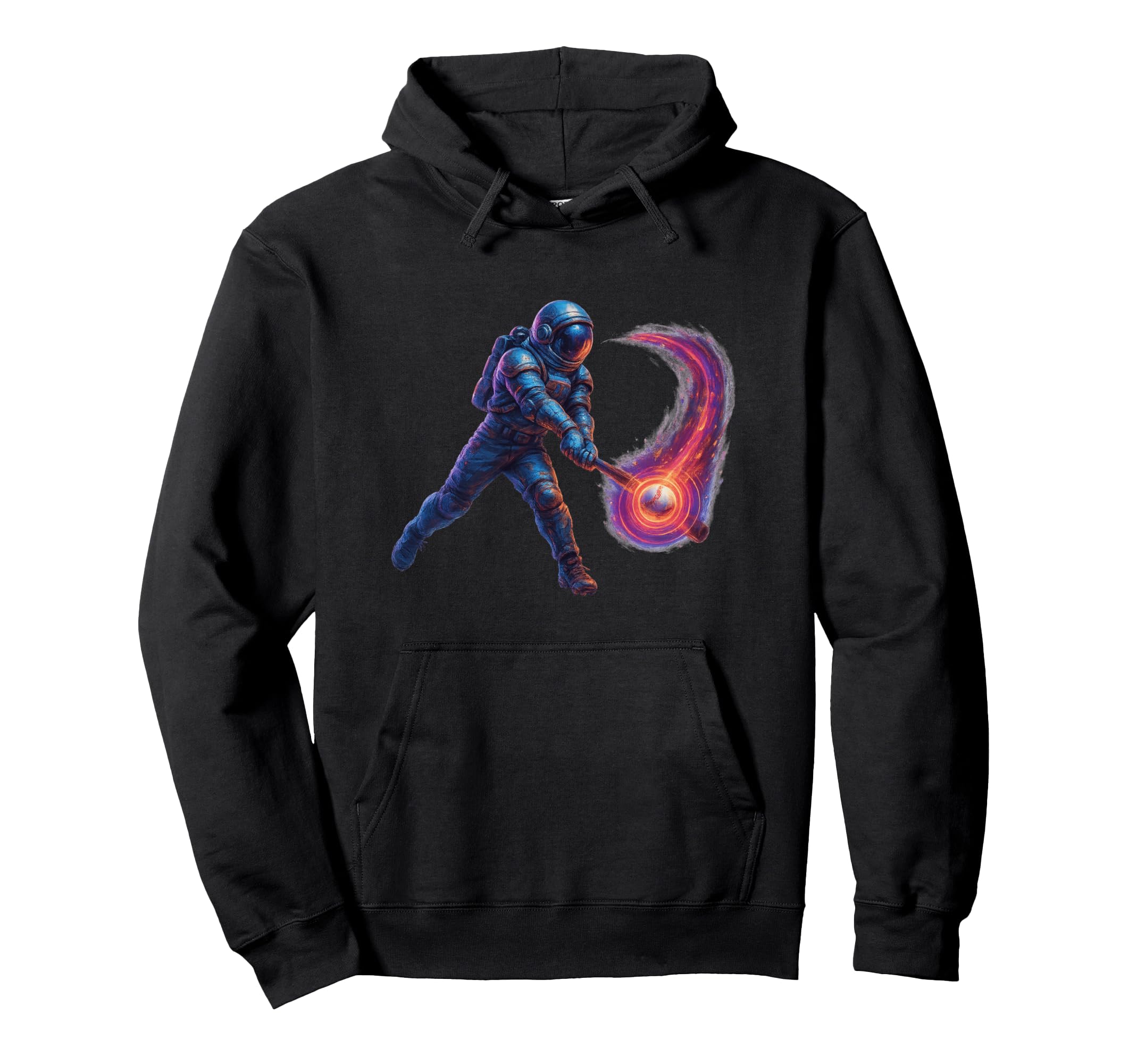 Cosmic Astronaut Baseball Power Swing Hoodie - Streetwear Style for Adults - T-Shirt, Sweatshirt, Hoodie