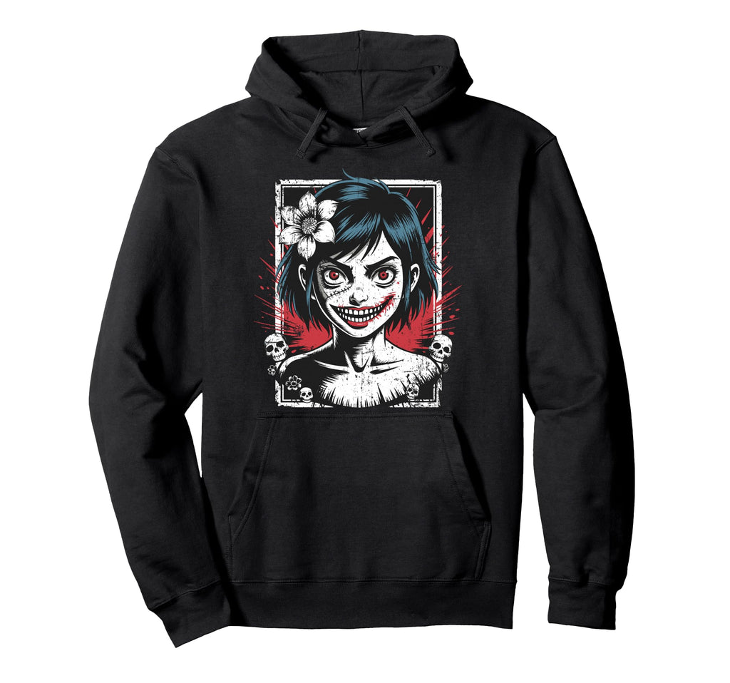 Horror Anime Goth Creepy Japanese Hoodie - Aesthetic Graphic for Adults - T-Shirt, Sweatshirt, Hoodie