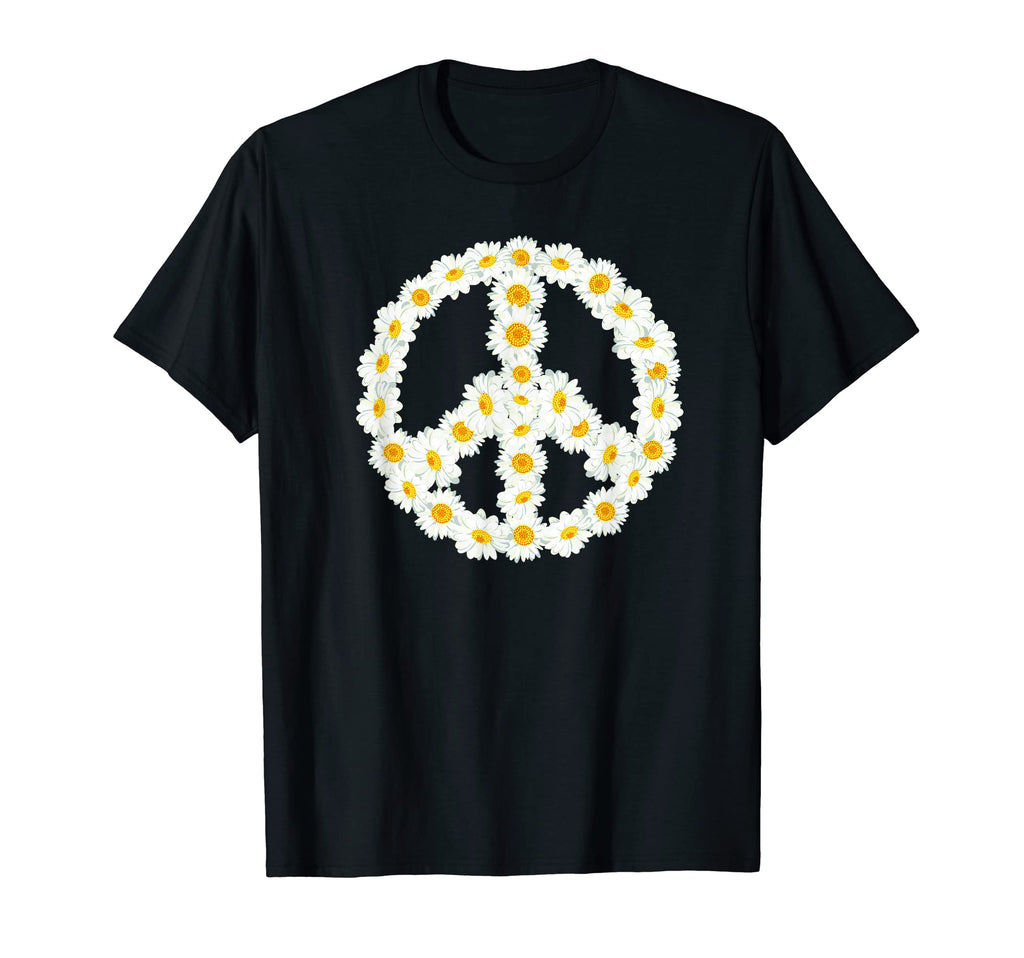 Peace Sign Bright Colorful Flowers 60S T-Shirt - Trendy Graphic Men Women - T-Shirt, Sweatshirt, Hoodie