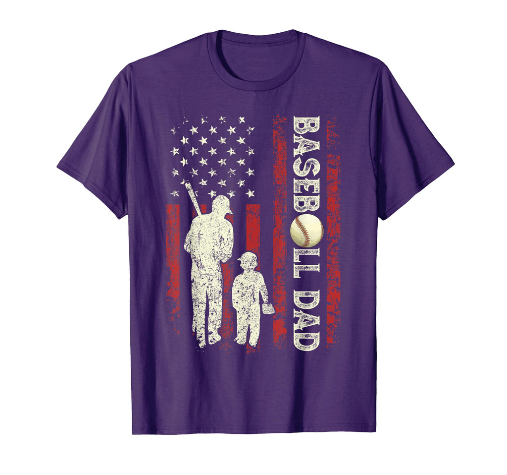 Fathers Day Baseball Dad Usa Flag T-Shirt - Fun Novelty Design Unisex - T-Shirt, Sweatshirt, Hoodie