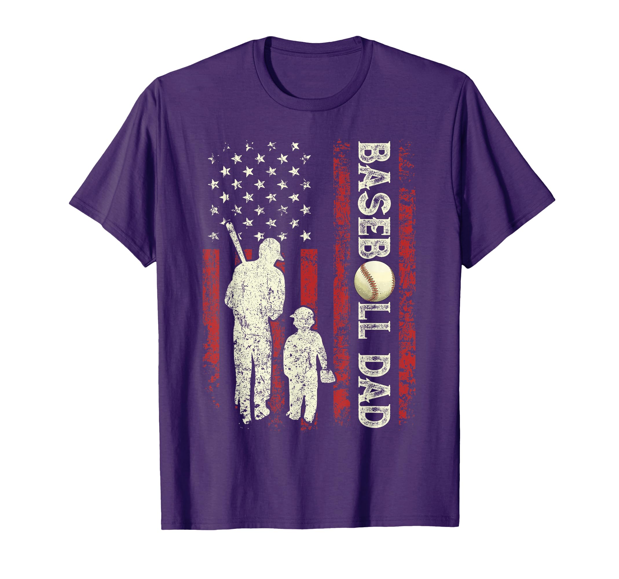 Fathers Day Baseball Dad Usa Flag T-Shirt - Fun Novelty Design Unisex - T-Shirt, Sweatshirt, Hoodie
