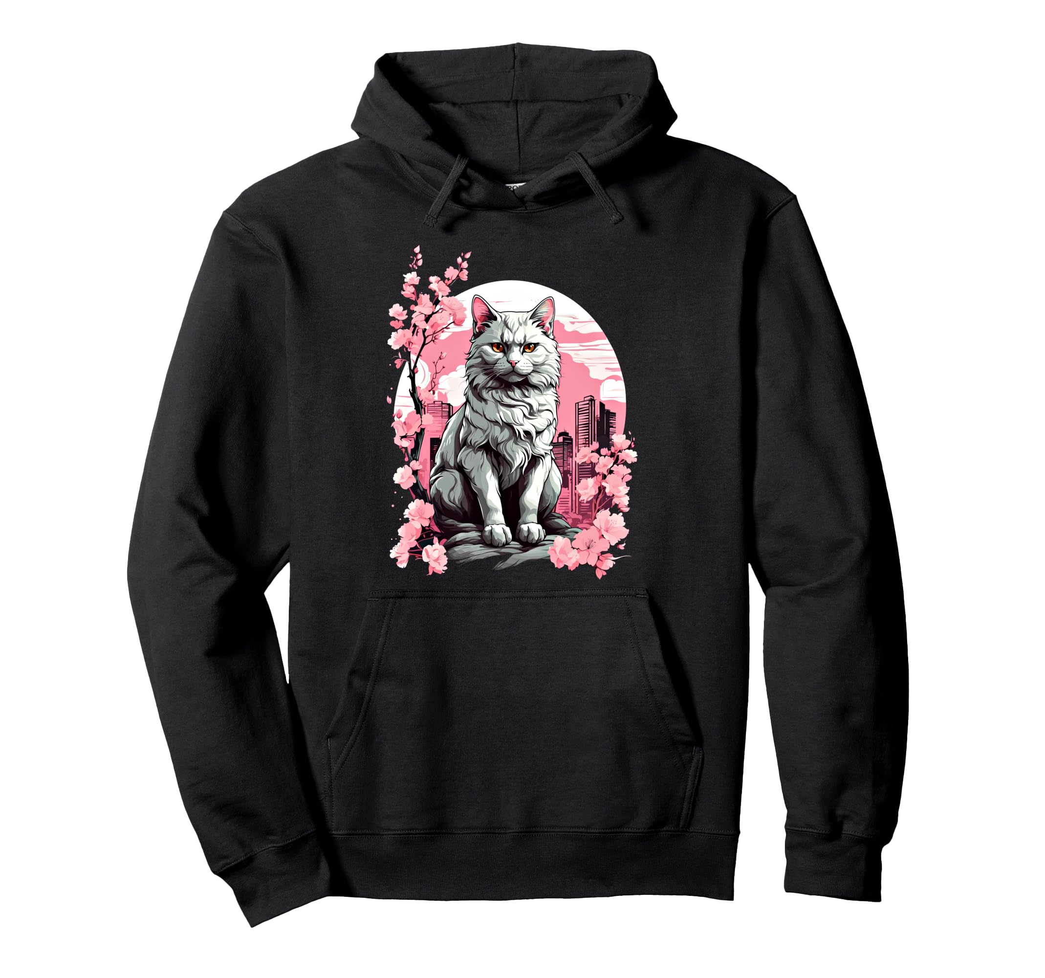 Anime Cat Japanese Vaporwave Aesthetic Hoodie - Streetwear Style Unisex - T-Shirt, Sweatshirt, Hoodie