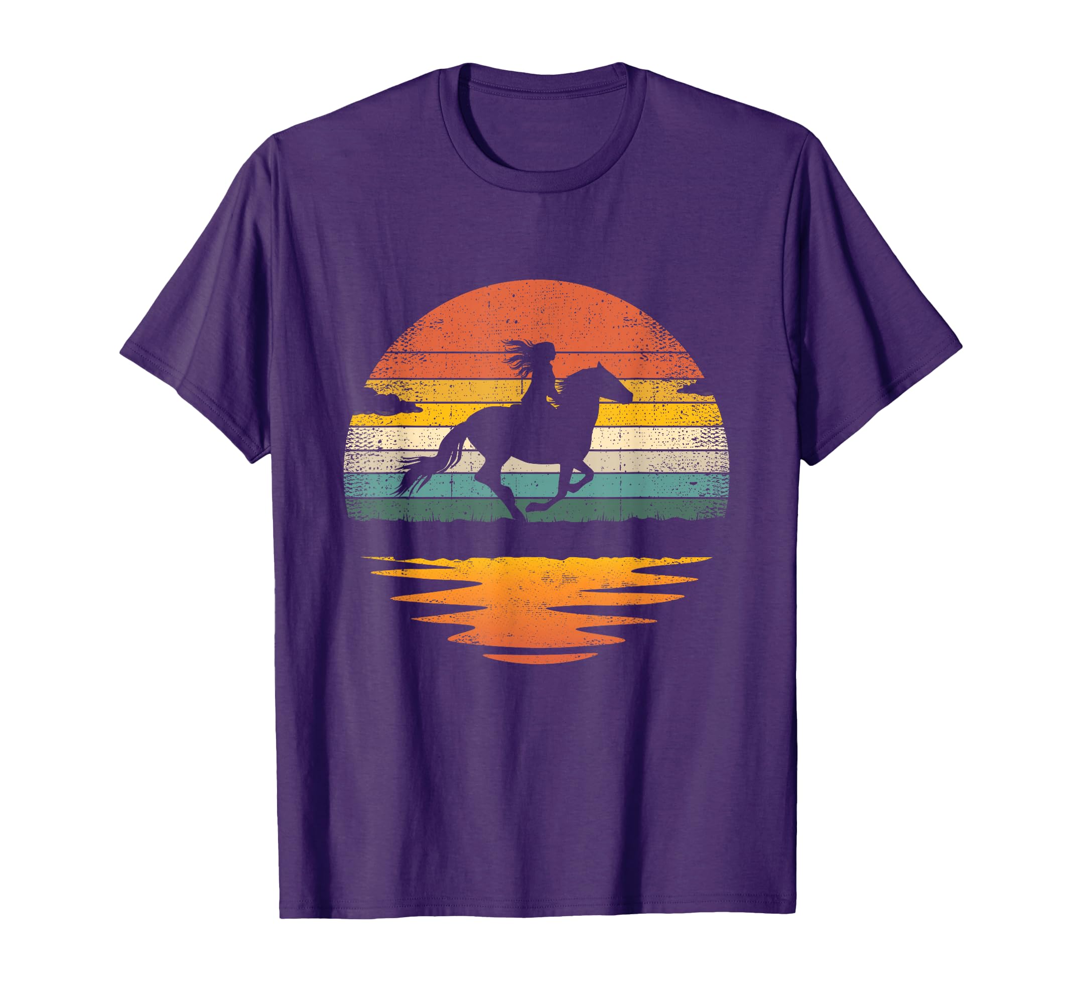 Horse Riding Cowgirl Sunset Horse T-Shirt - Casual Everyday Wear Men Women - T-Shirt, Sweatshirt, Hoodie