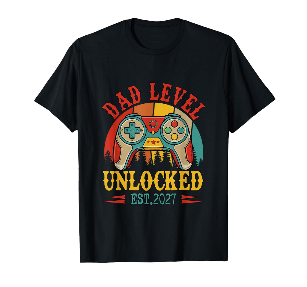 Dad Level Unlocked Est 2027 Gamer Fathers T-Shirt - Graphic Print Unisex - T-Shirt, Sweatshirt, Hoodie