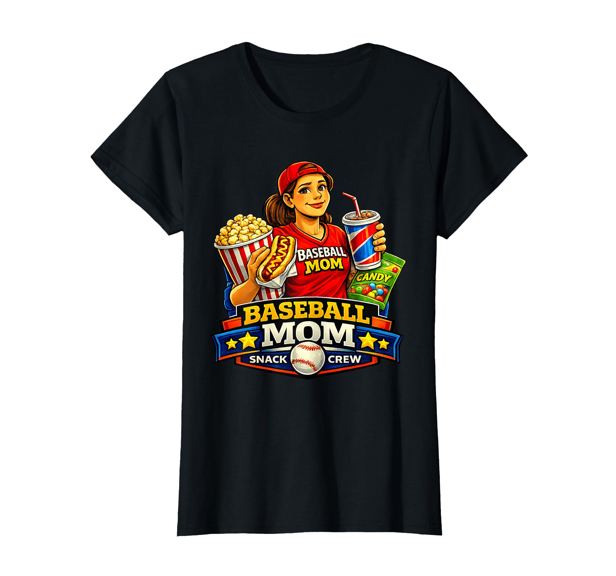 Baseball Mom Snack Crew Funny Game Day T-Shirt - Novelty Apparel for Adults - T-Shirt, Sweatshirt, Hoodie