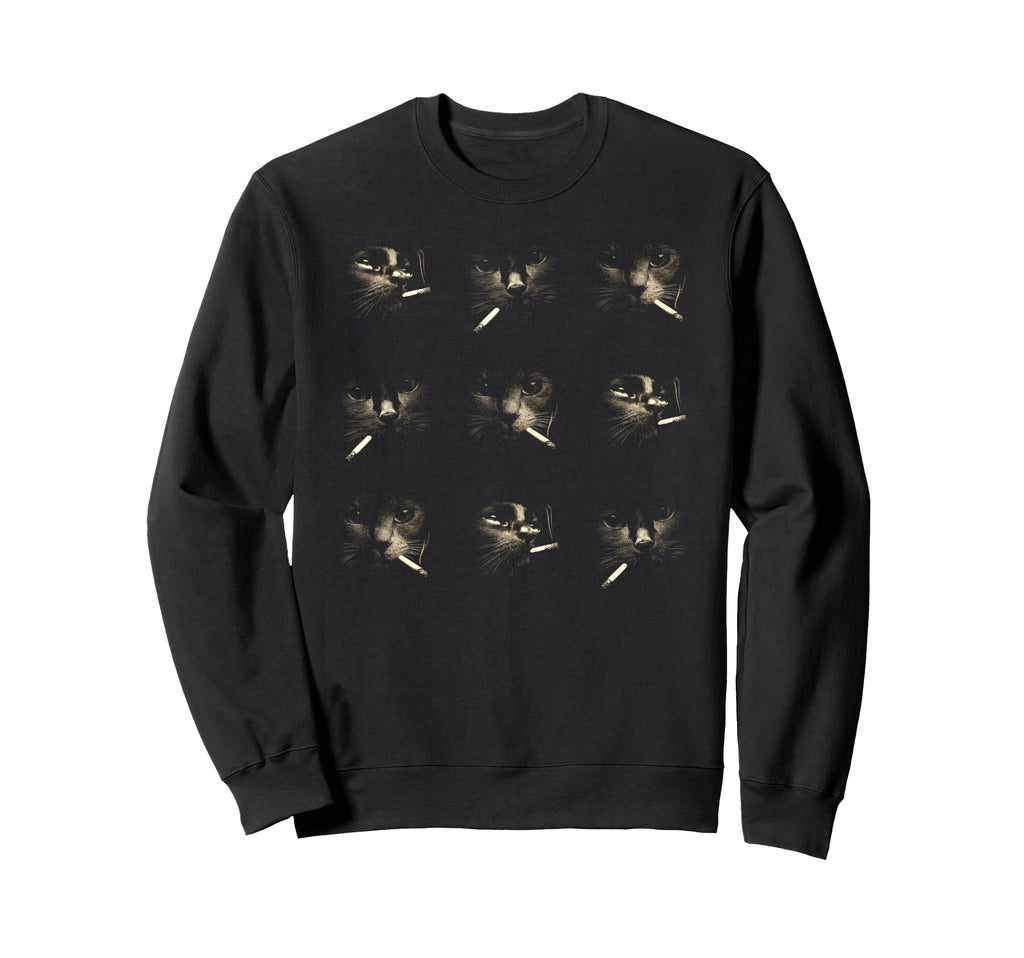 Funny Edgy Smoking Cat Meme Sweatshirt - Casual Everyday Wear for Adults - T-Shirt, Sweatshirt, Hoodie
