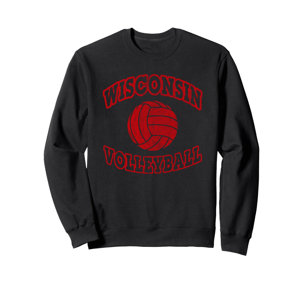 Wisconsin Volleyball Distressed Sweatshirt - Streetwear Style Unisex - T-Shirt, Sweatshirt, Hoodie