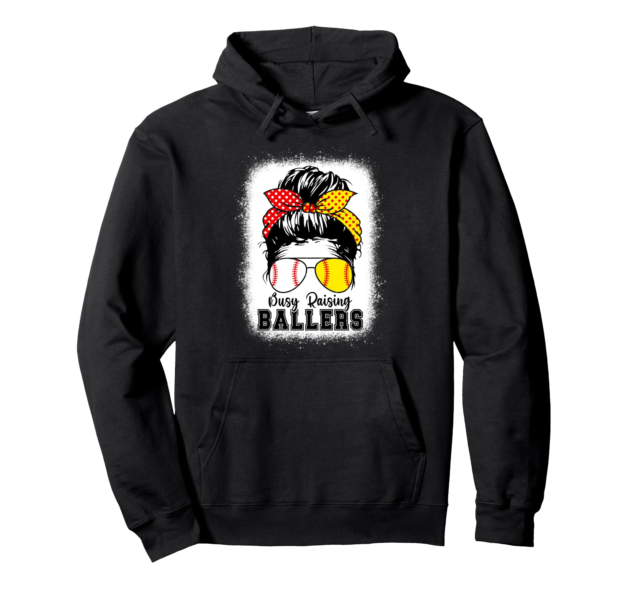 Busy Raising Ballers Mom Both Baseball Hoodie - Trendy Graphic for Adults - T-Shirt, Sweatshirt, Hoodie