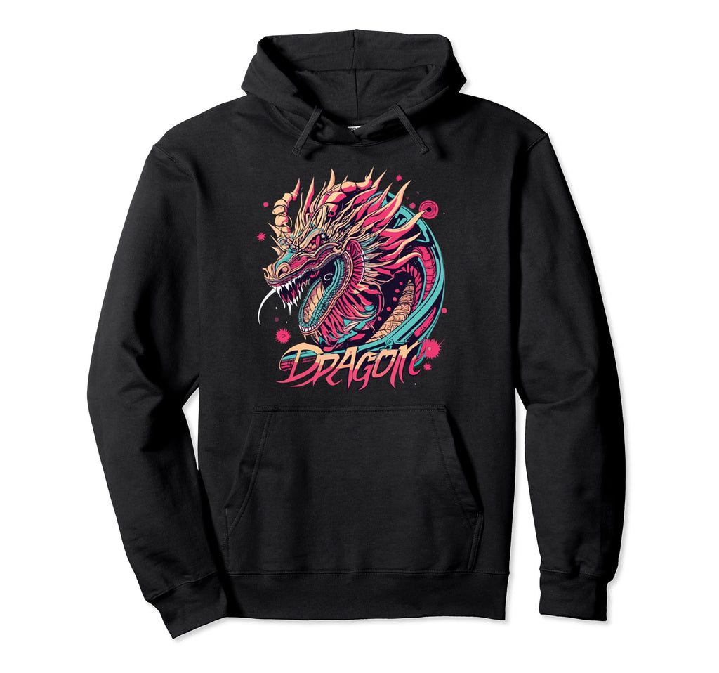 Dragon Techno Vaporwave Anime Hoodie - Minimalist Print Men Women - T-Shirt, Sweatshirt, Hoodie