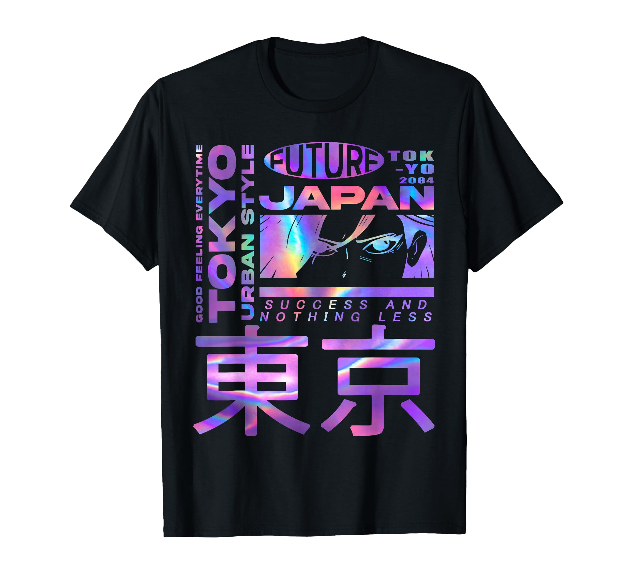 Japanese Cyberpunk Tokyo Anime Eyes T-Shirt - Unique Graphic Men Women - T-Shirt, Sweatshirt, Hoodie