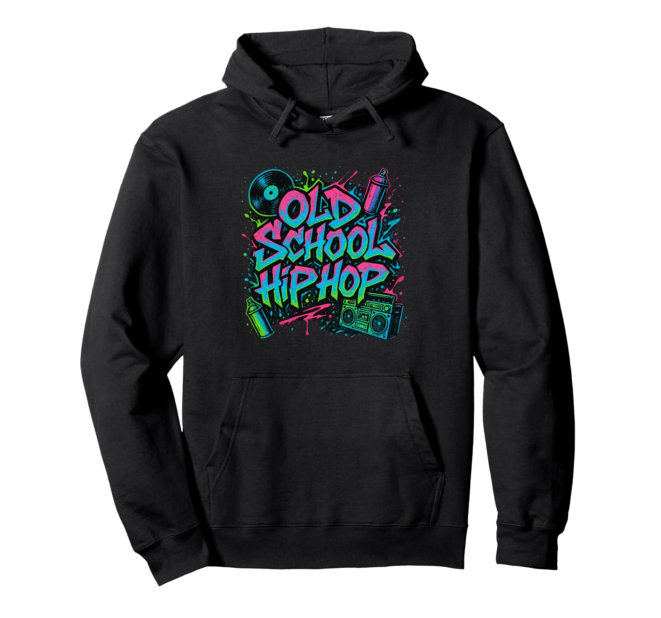 Raised Old School Hip Hop Rap Vinyl Paint Hoodie - Trendy Graphic Unisex - T-Shirt, Sweatshirt, Hoodie