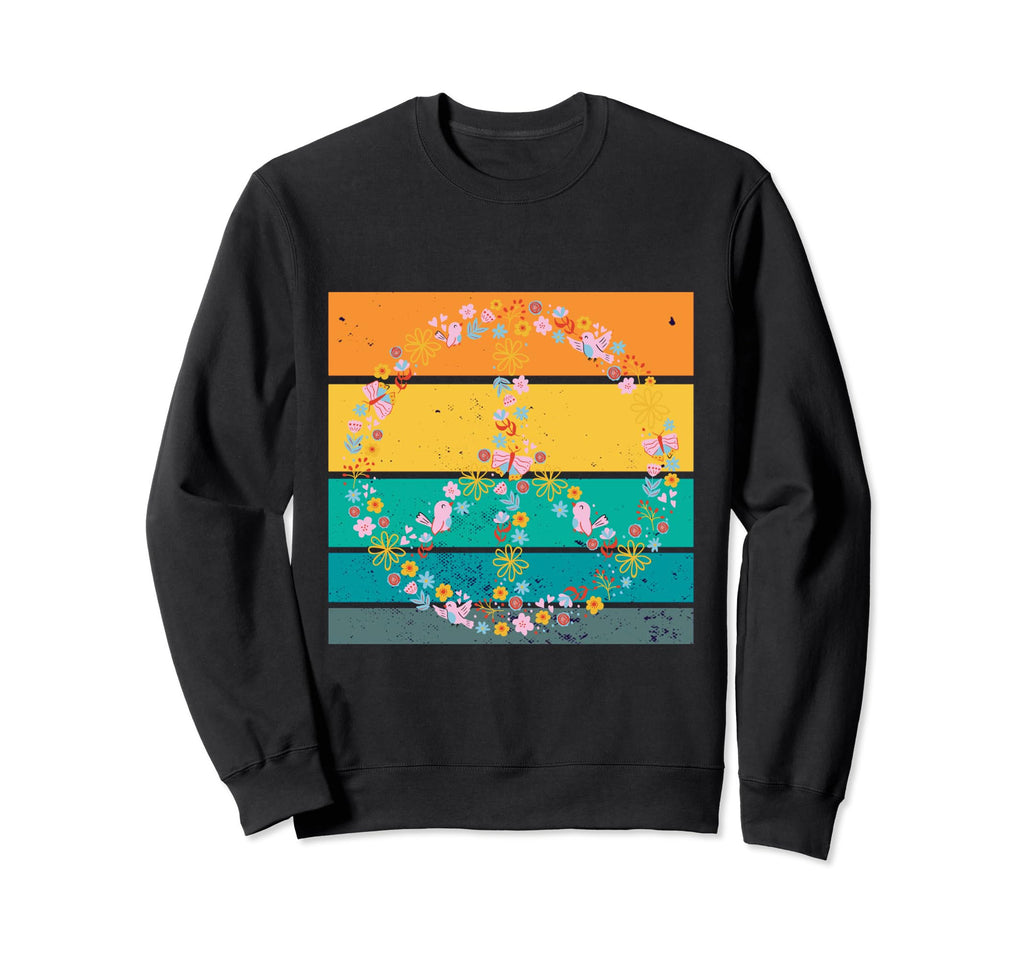 Peace Sign Floral Boho Colorful Sweatshirt - Streetwear Style for Adults - T-Shirt, Sweatshirt, Hoodie