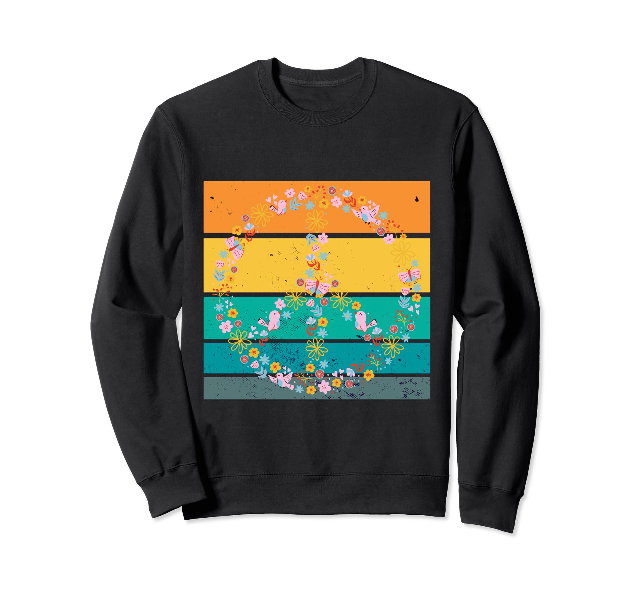 Peace Sign Floral Boho Colorful Sweatshirt - Streetwear Style for Adults - T-Shirt, Sweatshirt, Hoodie