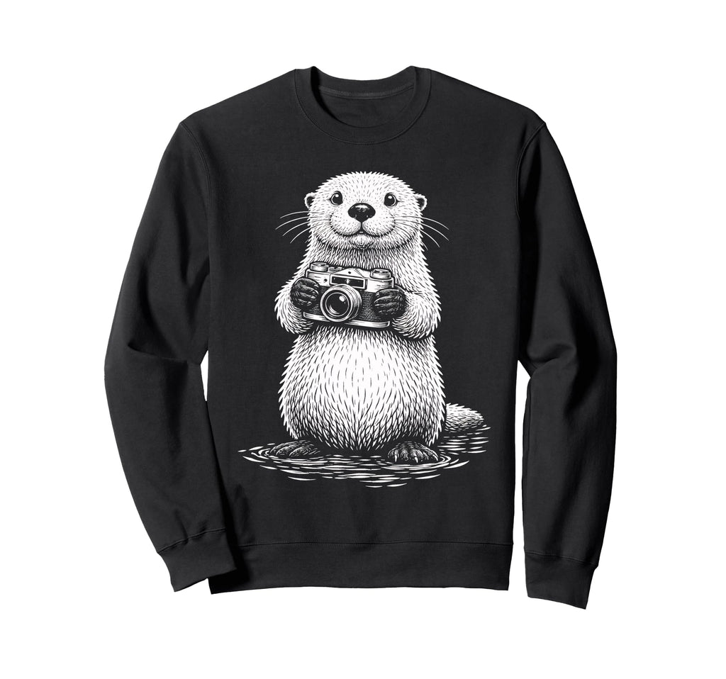Sea Otter Photographer Camera Sweatshirt - Unique Graphic for Adults - T-Shirt, Sweatshirt, Hoodie