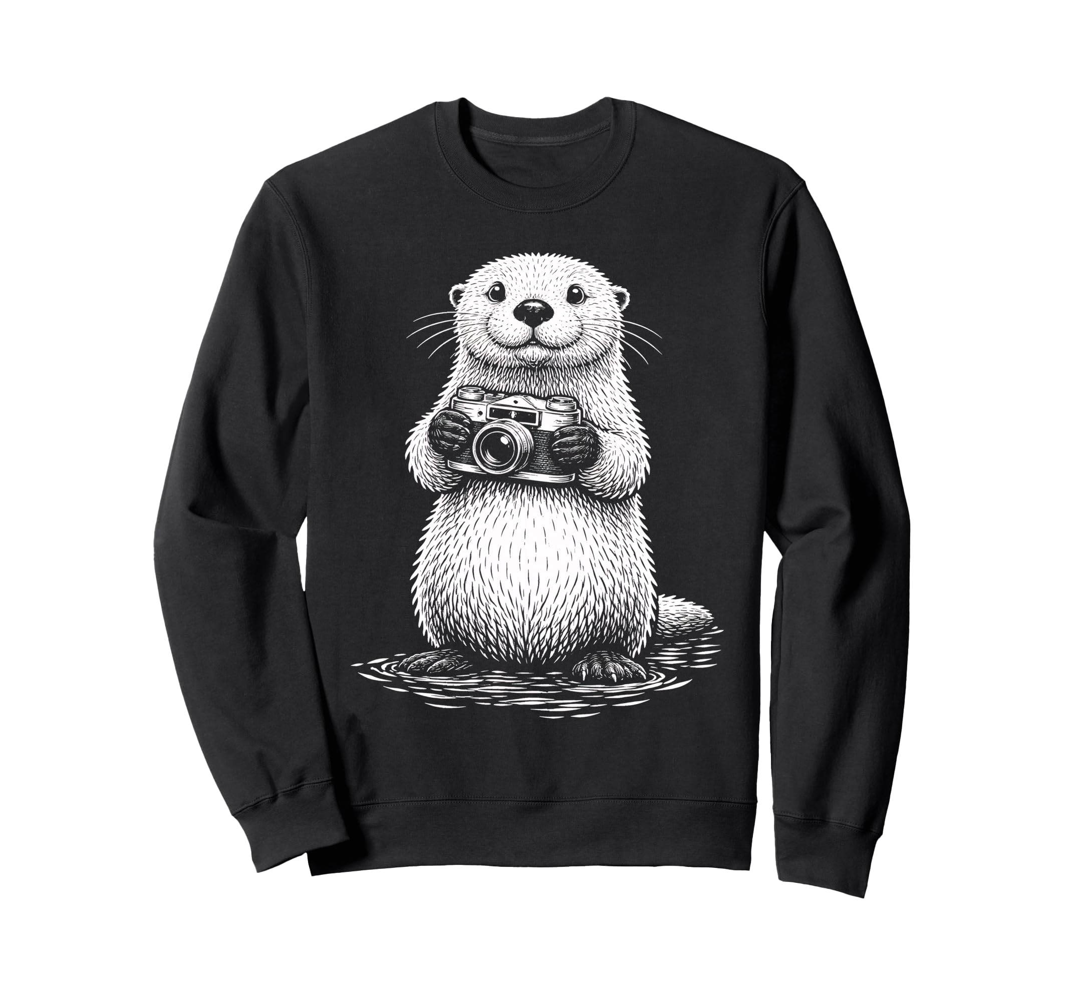 Sea Otter Photographer Camera Sweatshirt - Unique Graphic for Adults - T-Shirt, Sweatshirt, Hoodie