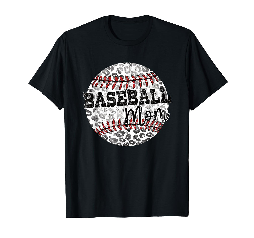 Leopard Baseball Mom Distressed Sports T-Shirt - Minimalist Print Unisex - T-Shirt, Sweatshirt, Hoodie