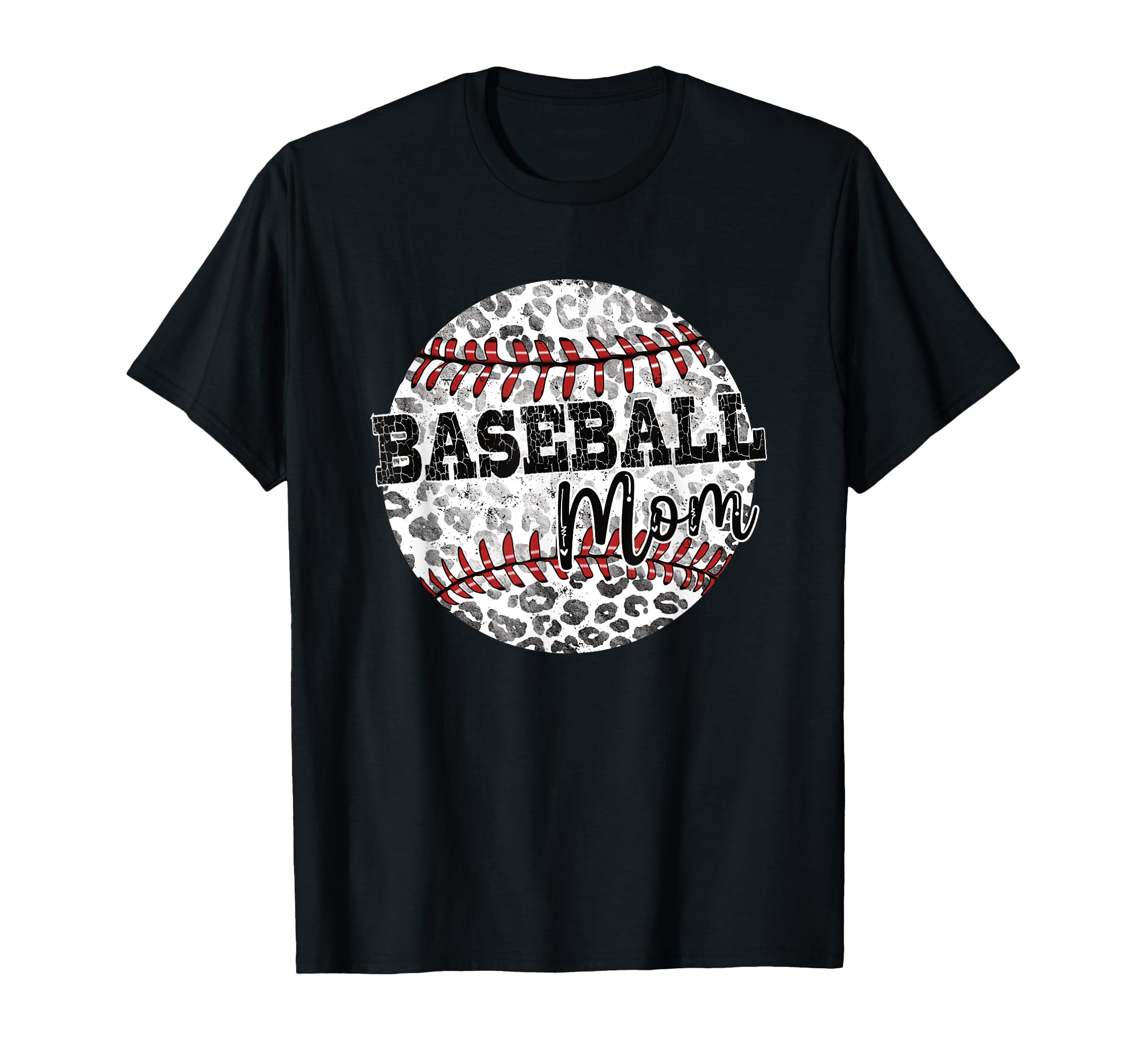 Leopard Baseball Mom Distressed Sports T-Shirt - Minimalist Print Unisex - T-Shirt, Sweatshirt, Hoodie