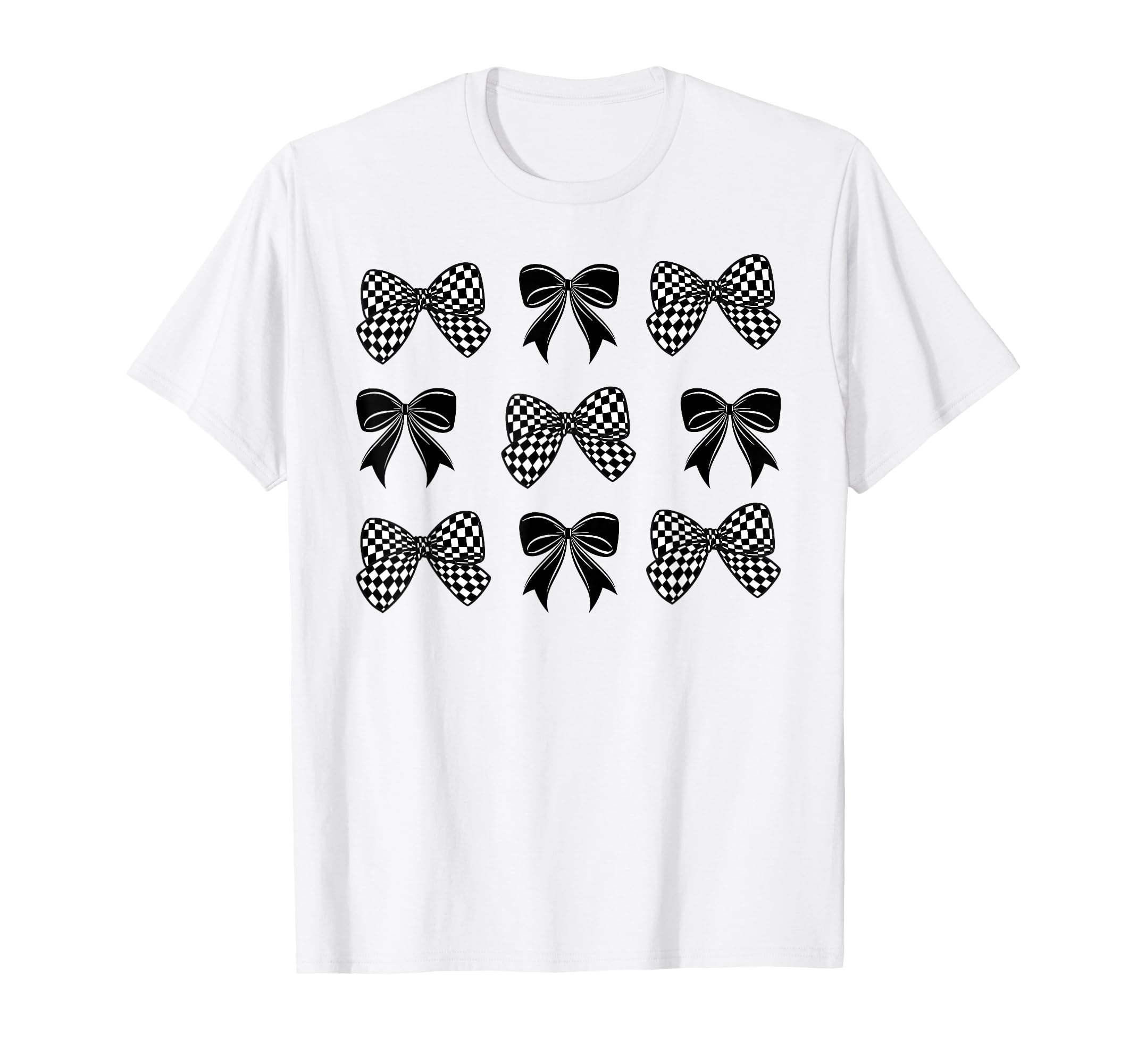 Coquette Bow Checked Flag Racing Car T-Shirt - Trendy Graphic Men Women - T-Shirt, Sweatshirt, Hoodie
