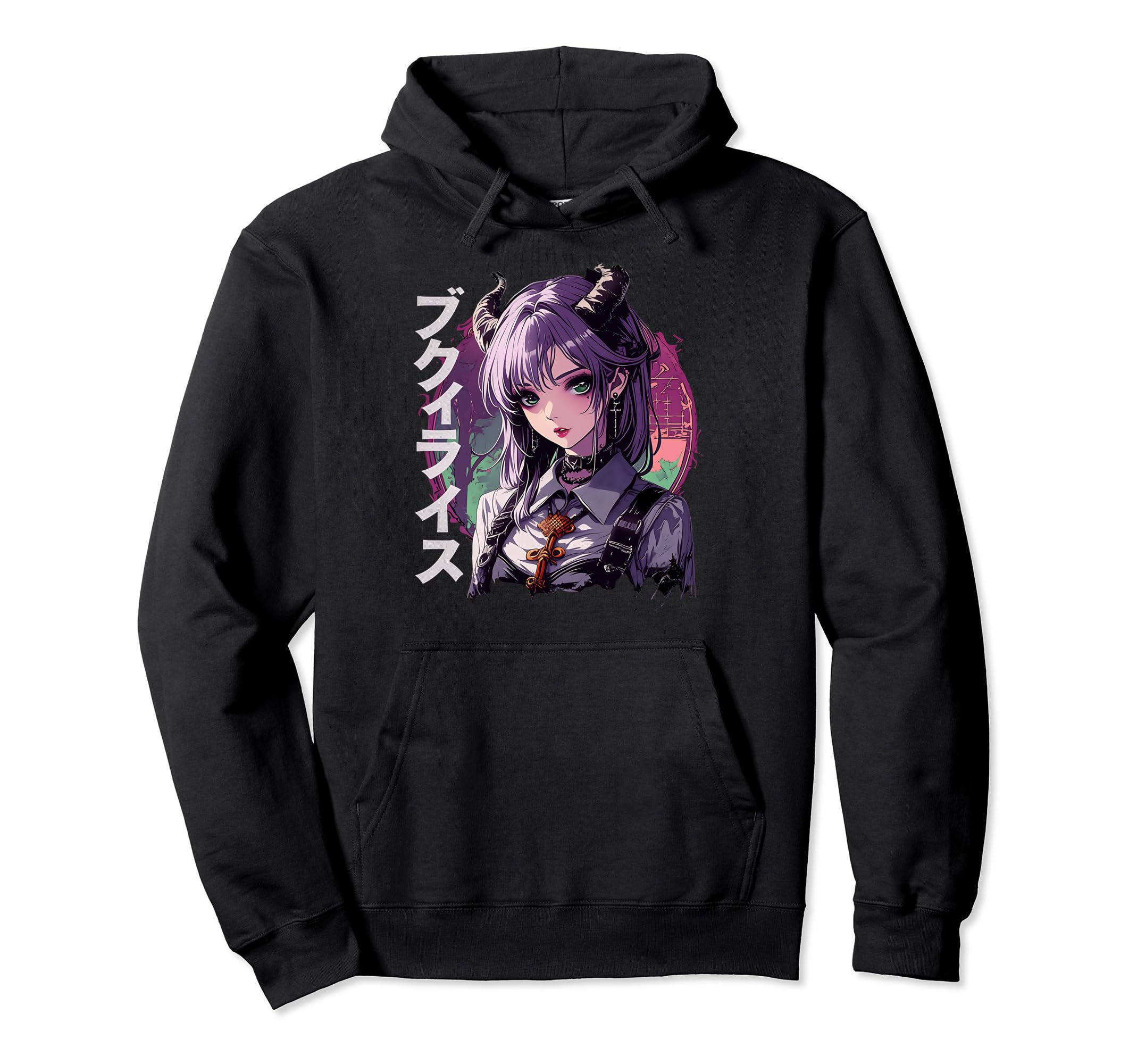 Anime Goth Grunge Demon Waifu Horror Hoodie - Unique Graphic for Adults - T-Shirt, Sweatshirt, Hoodie